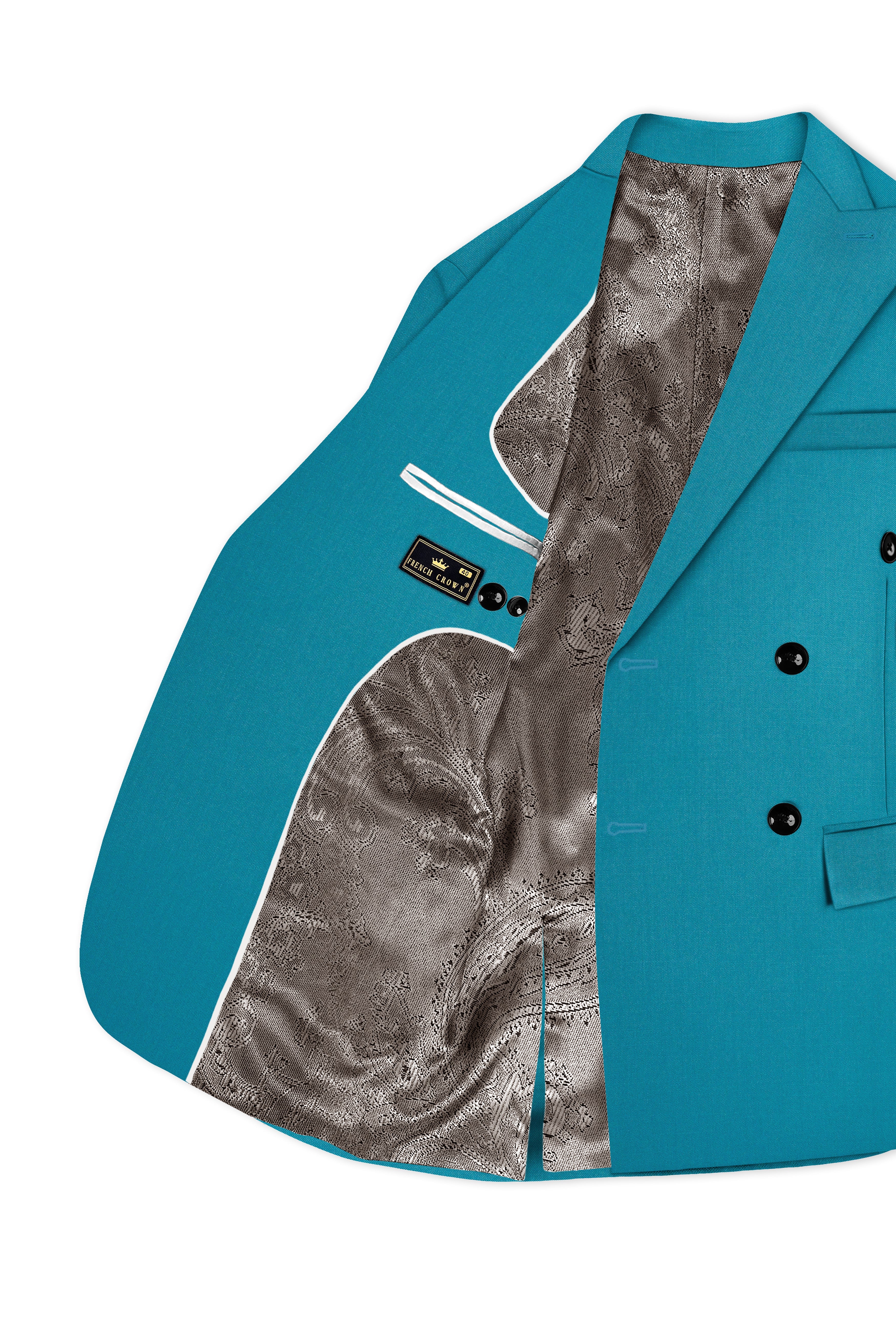 Zephir-Surfie Green Wool Rich Double Breasted Stretchable Traveler Blazer