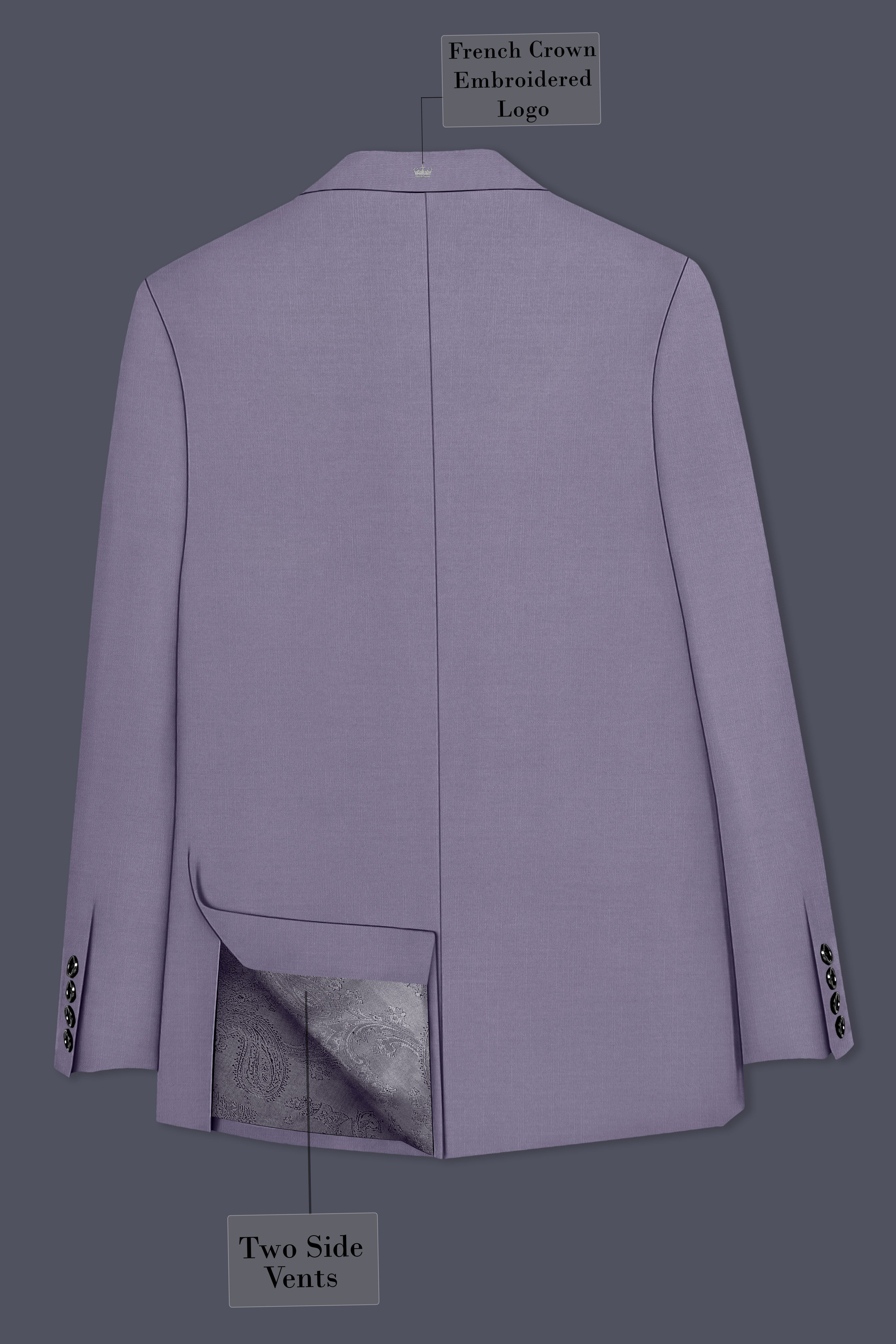 Roylen-Mountbatten Purple Wool Rich Double Breasted Slight Stretch Blazer