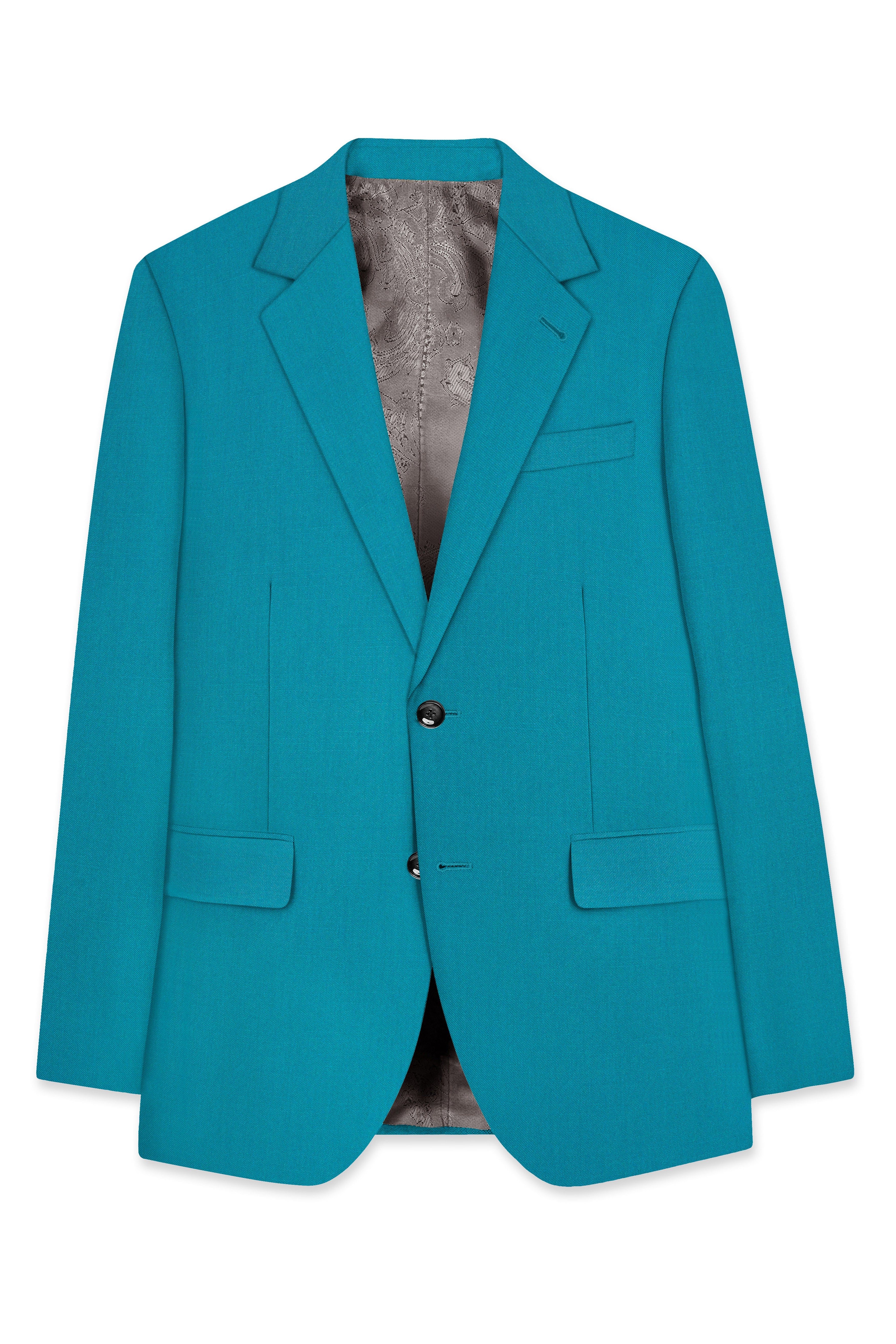 Zephir-Surfie Green Wool Rich Single Breasted Slight Stretch Blazer