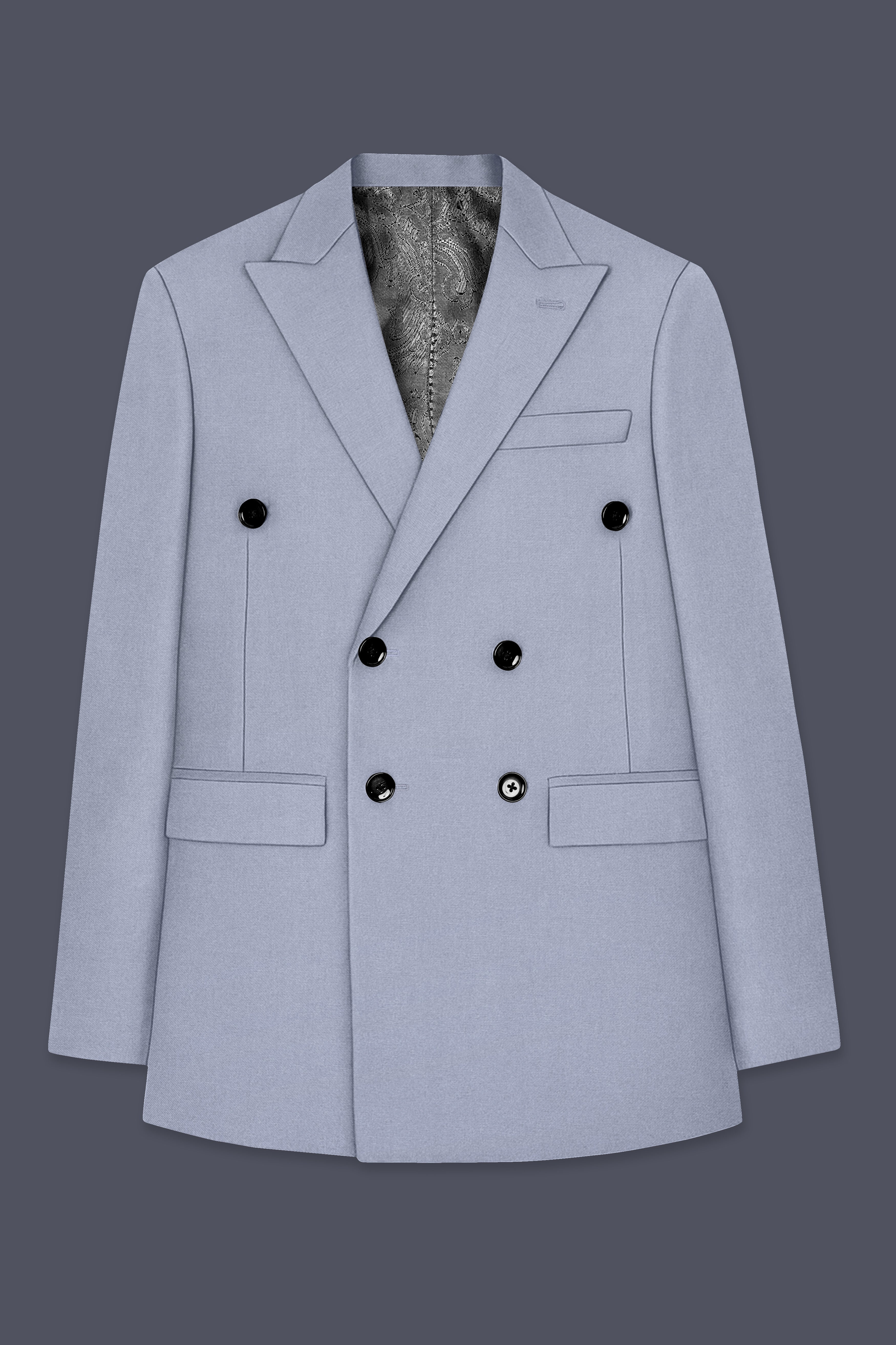 Silgrove-Loblolly Gray Wool Rich Double Breasted Slight Stretch Blazer