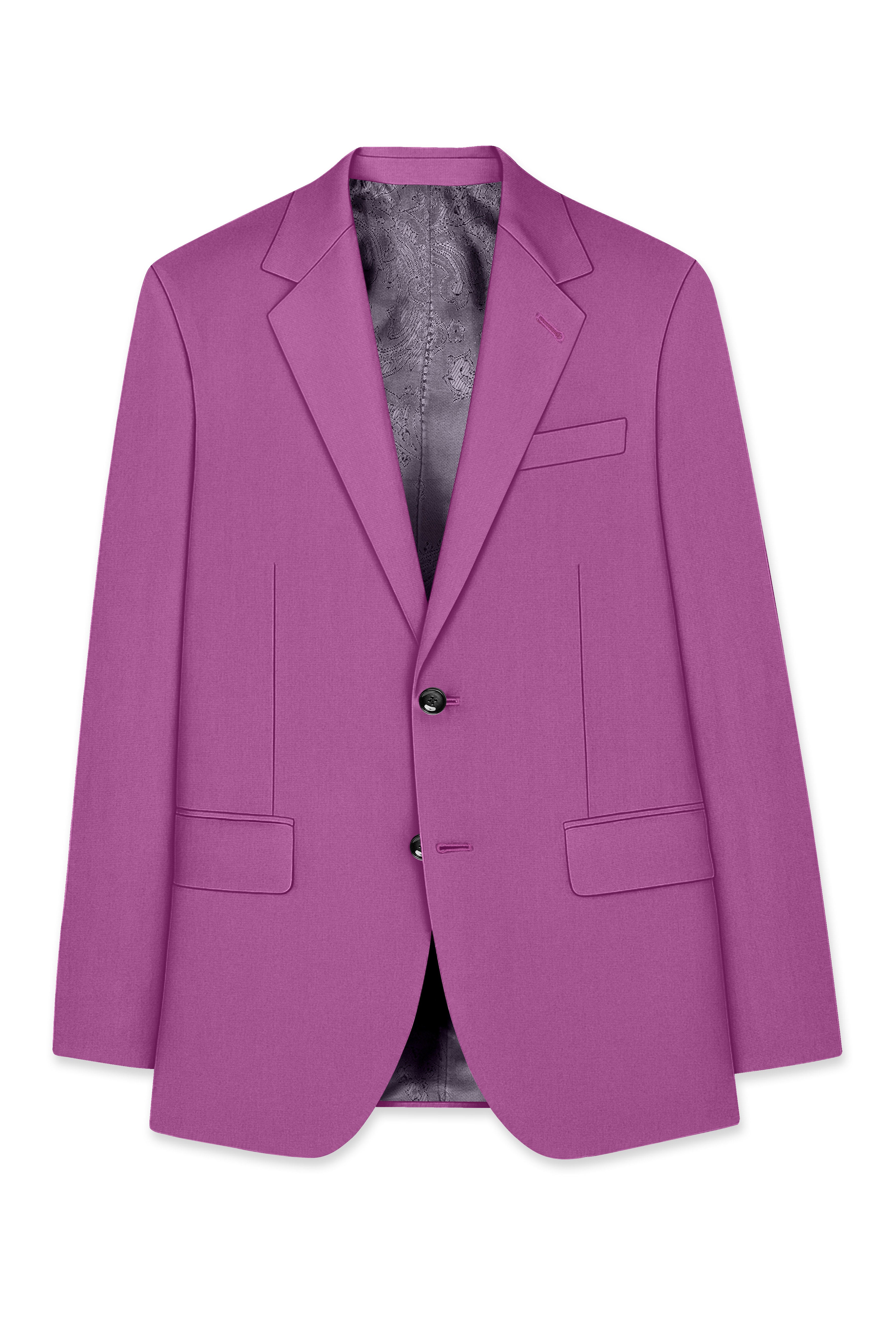 Rosvoy-Trendy Pink Wool Rich Single Breasted Slight Stretch Blazer