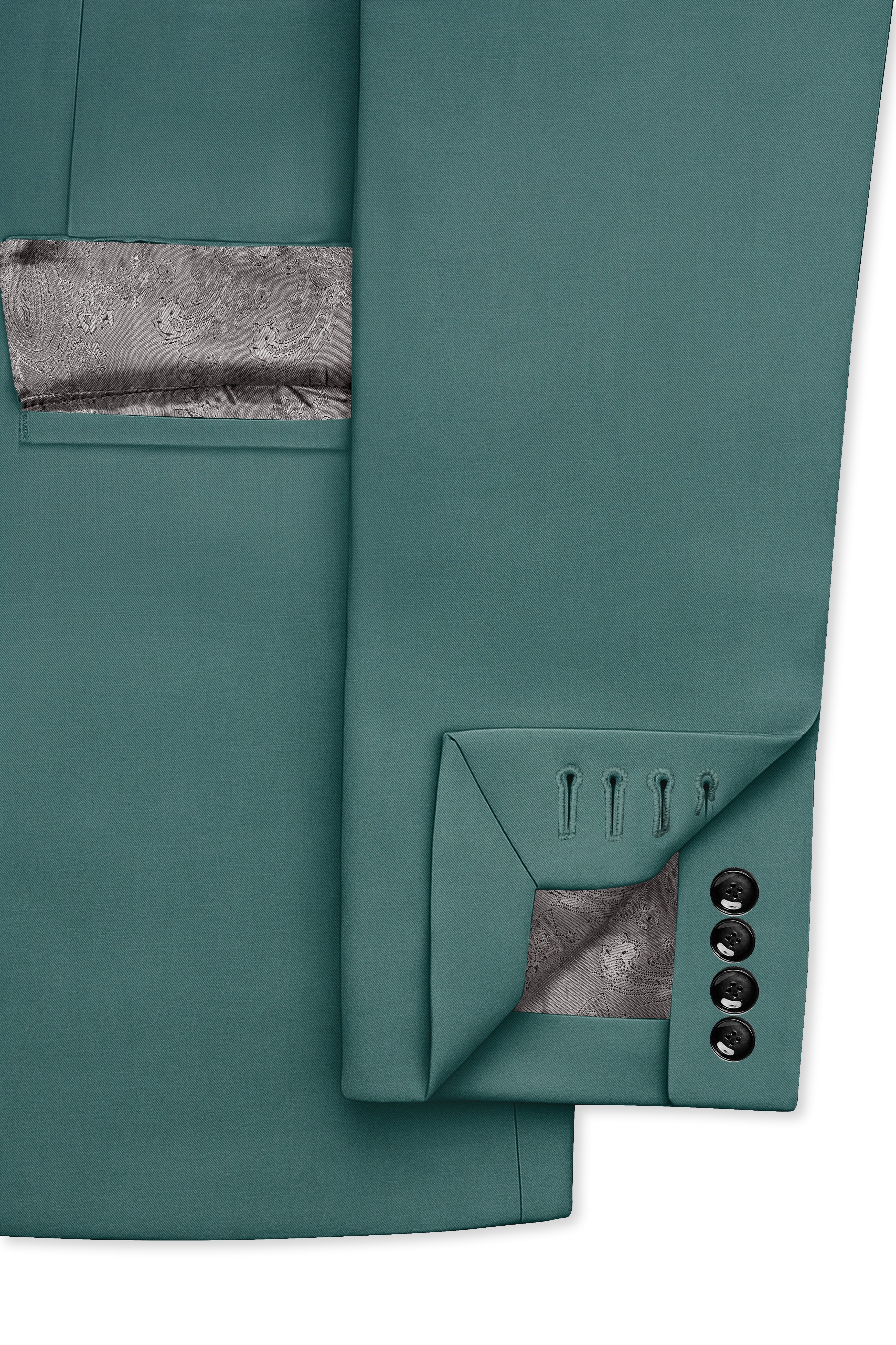 Travliam-William Green Wool Rich Single Breasted Slight Stretch Blazer