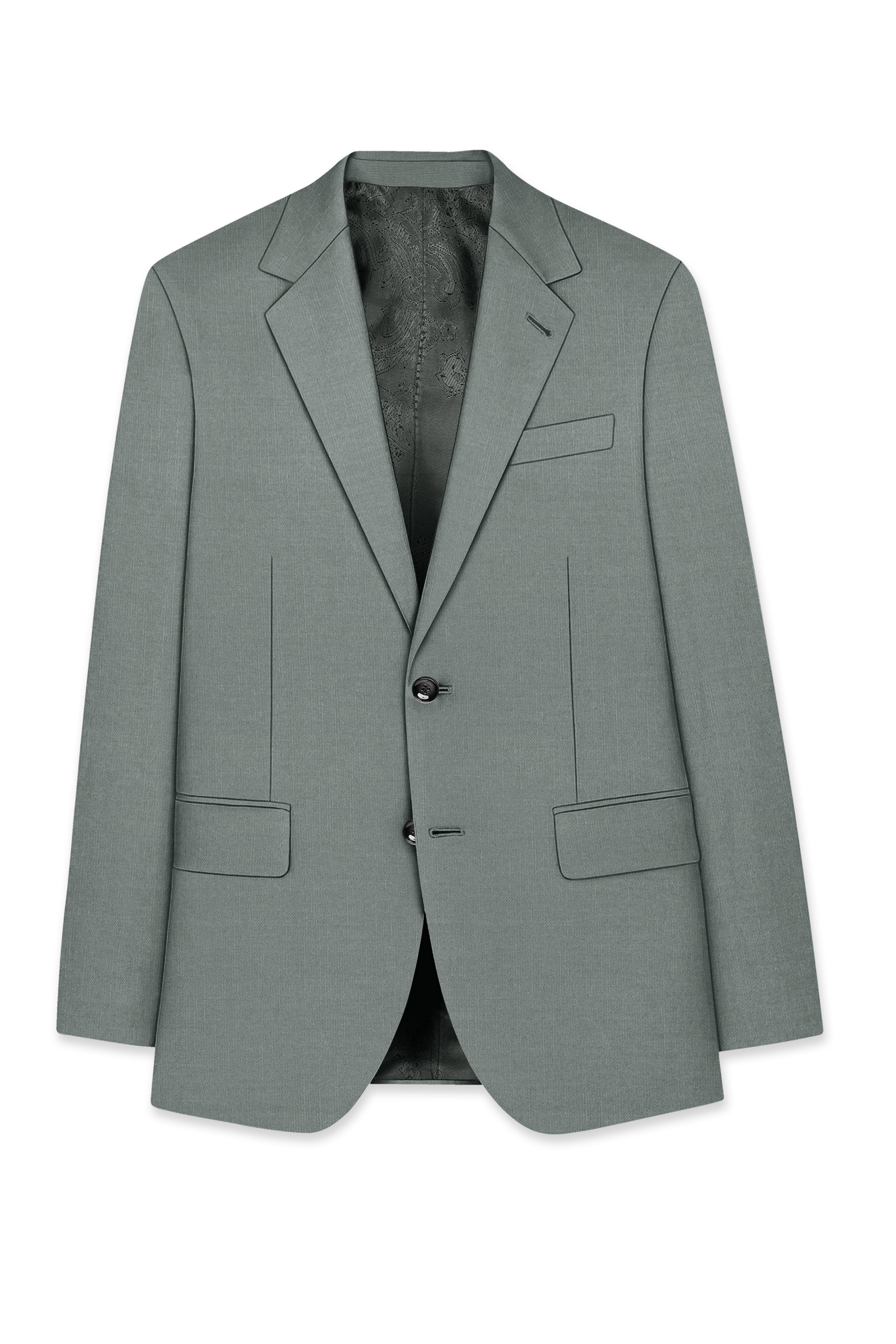 Travliam-William Gray Wool Rich Single Breasted Slight Stretch Blazer