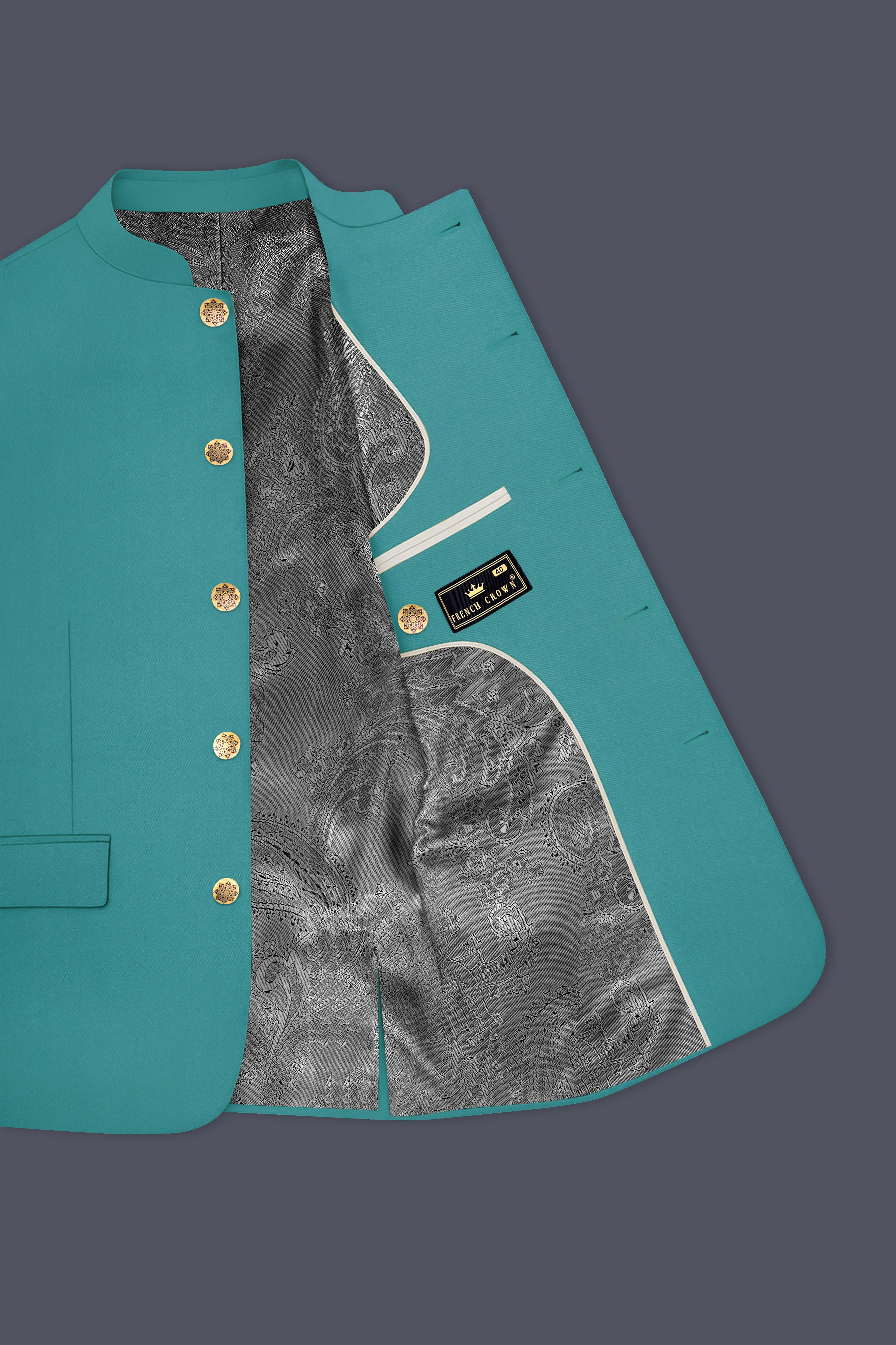 Travirid-Gothic Green Wool Rich Bandhgala Stretchable Traveler Blazer