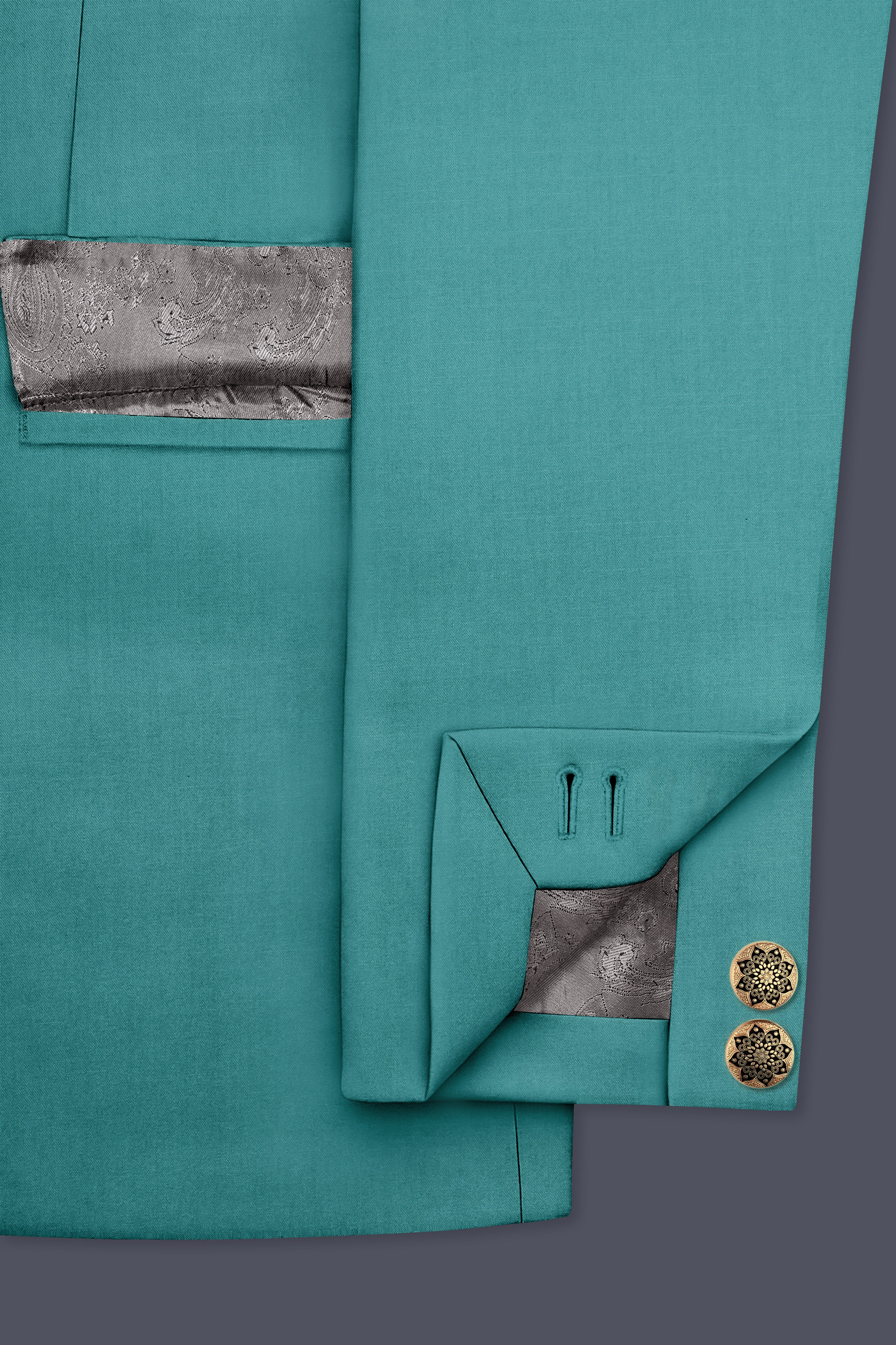 Travirid-Gothic Green Wool Rich Bandhgala Stretchable Traveler Blazer