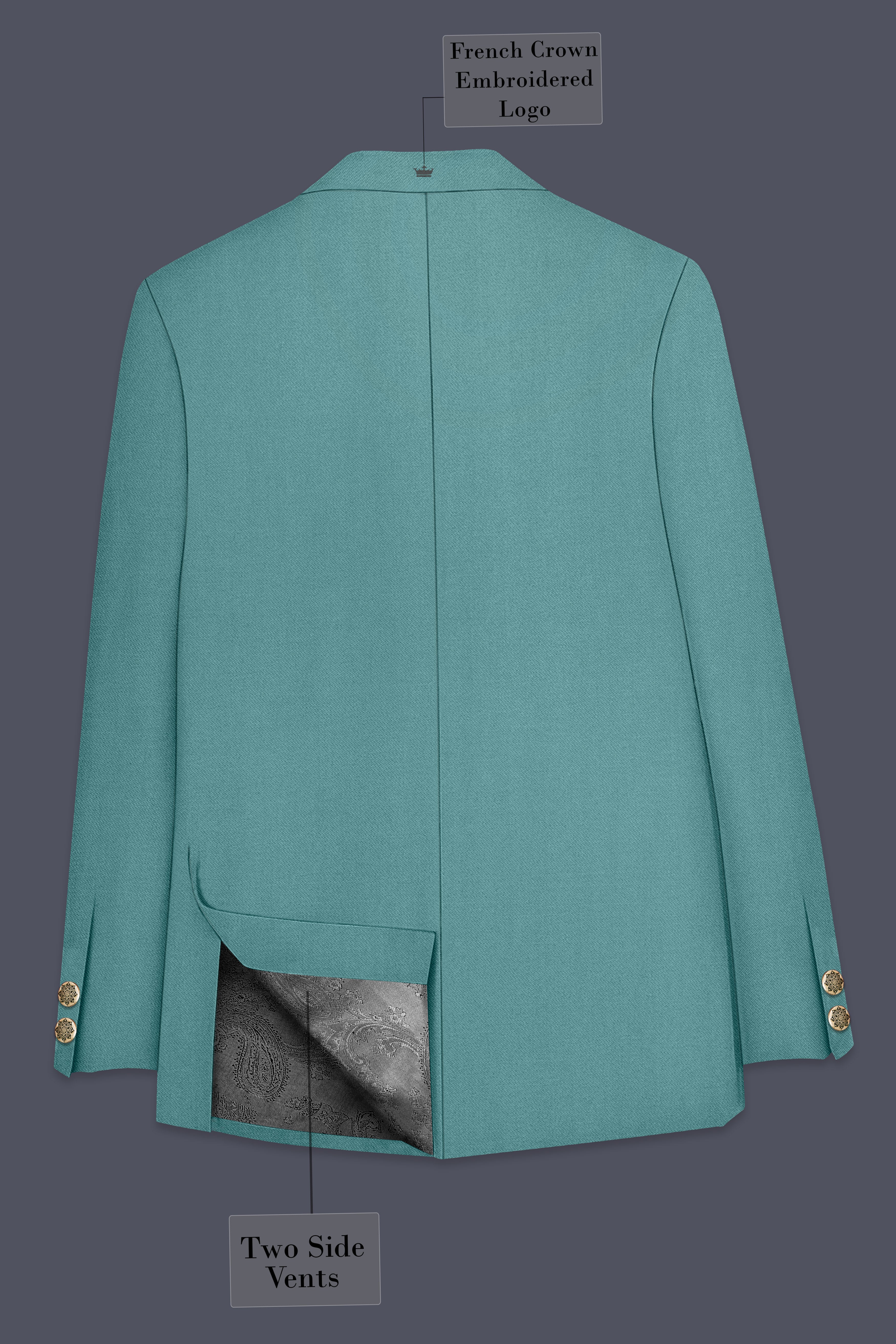Travirid-Gothic Green Wool Rich Bandhgala Stretchable Traveler Blazer