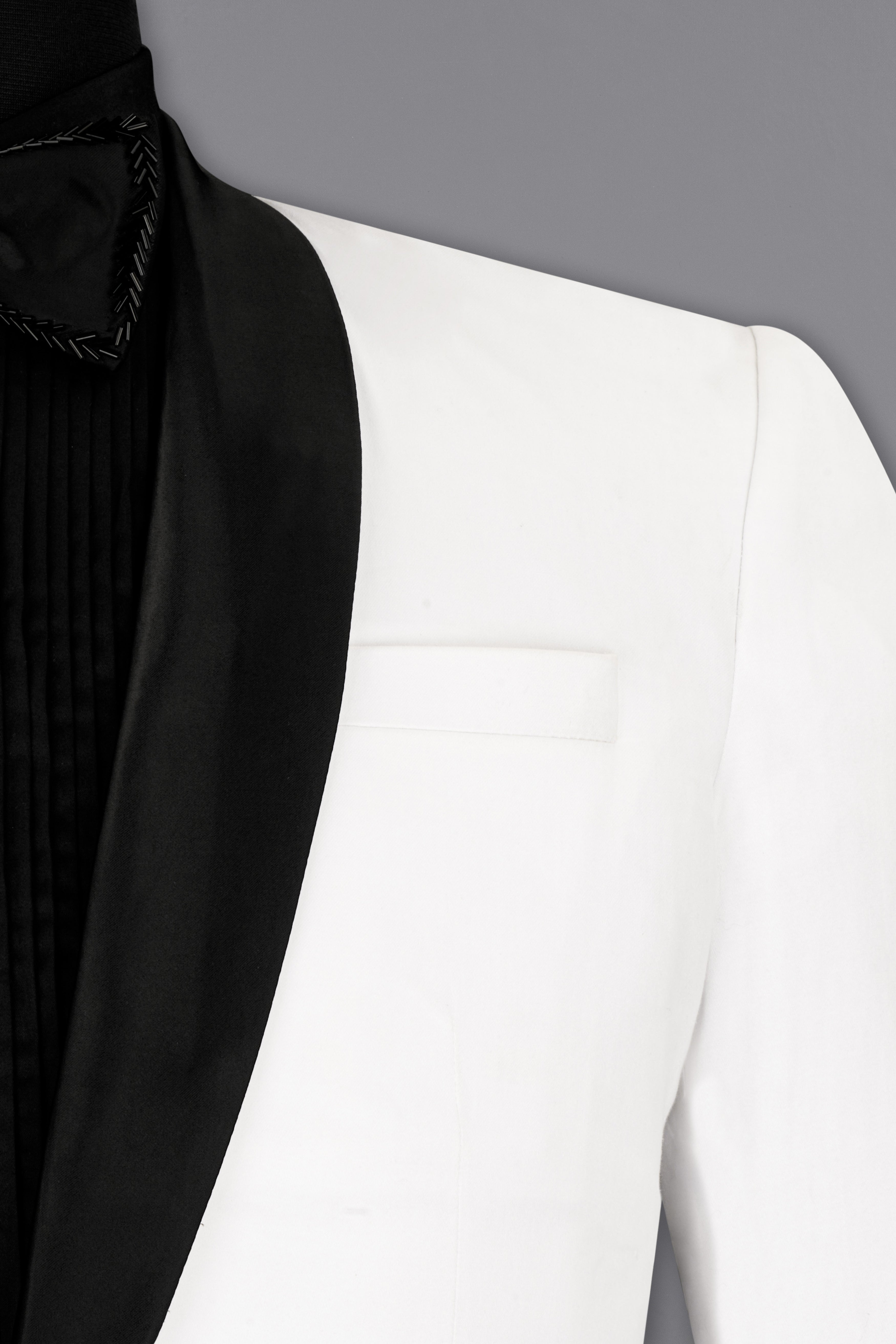 Bright White Stretchable Premium Cotton Tuxedo traveler Blazer