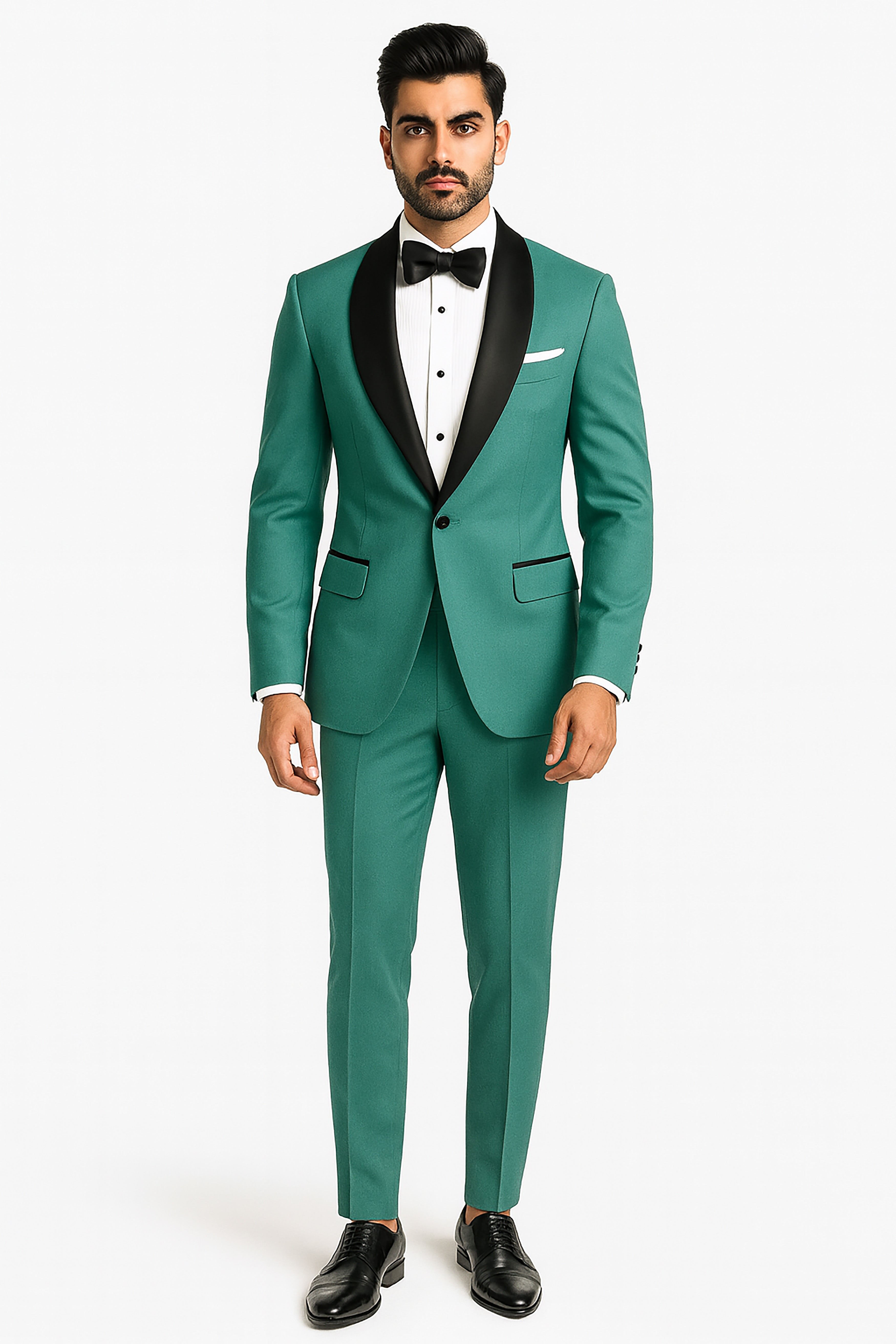 Travirid-Gothic Green Wool Rich Stretchable Traveler Tuxedo Blazer