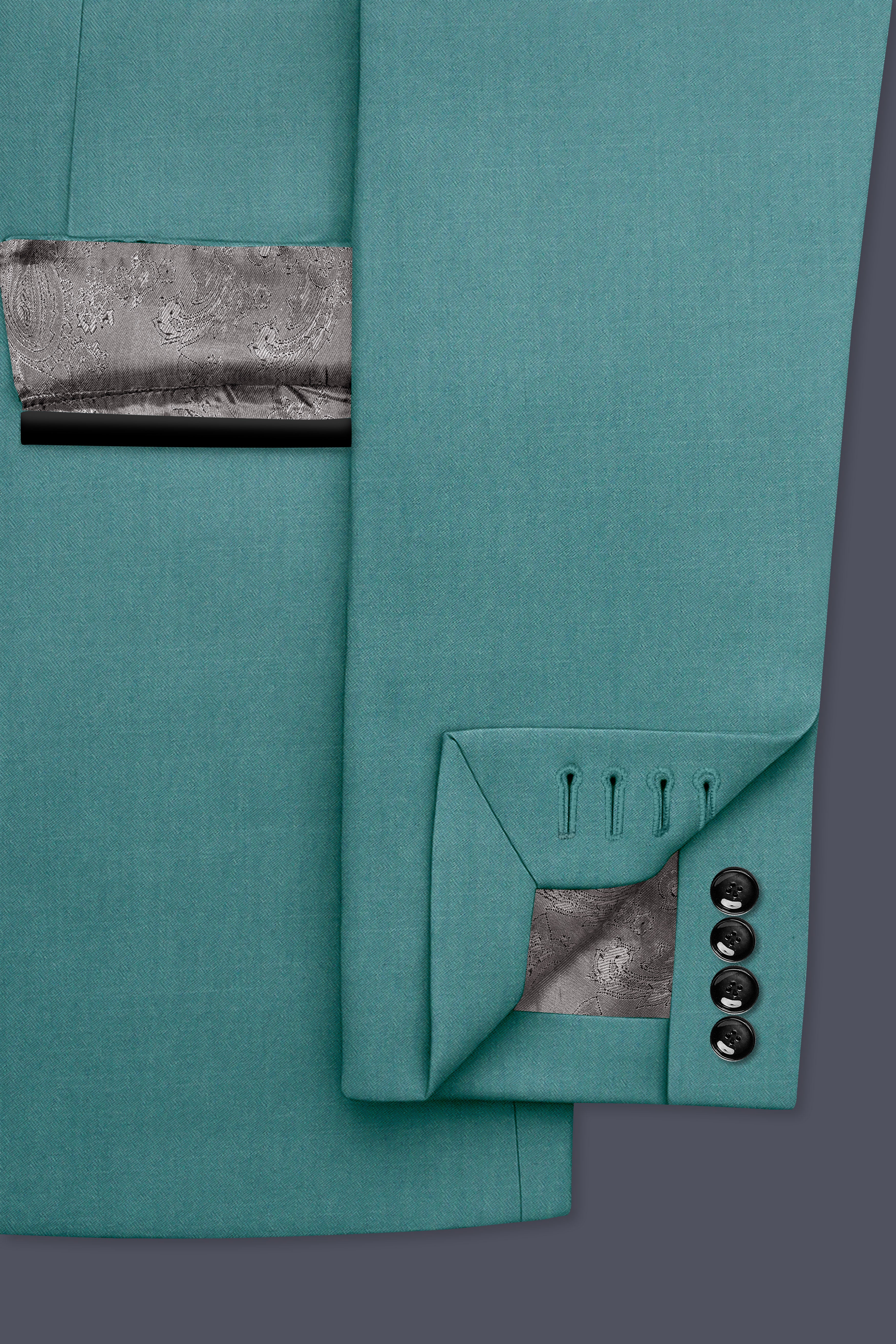Travirid-Gothic Green Wool Rich Stretchable Traveler Tuxedo Blazer