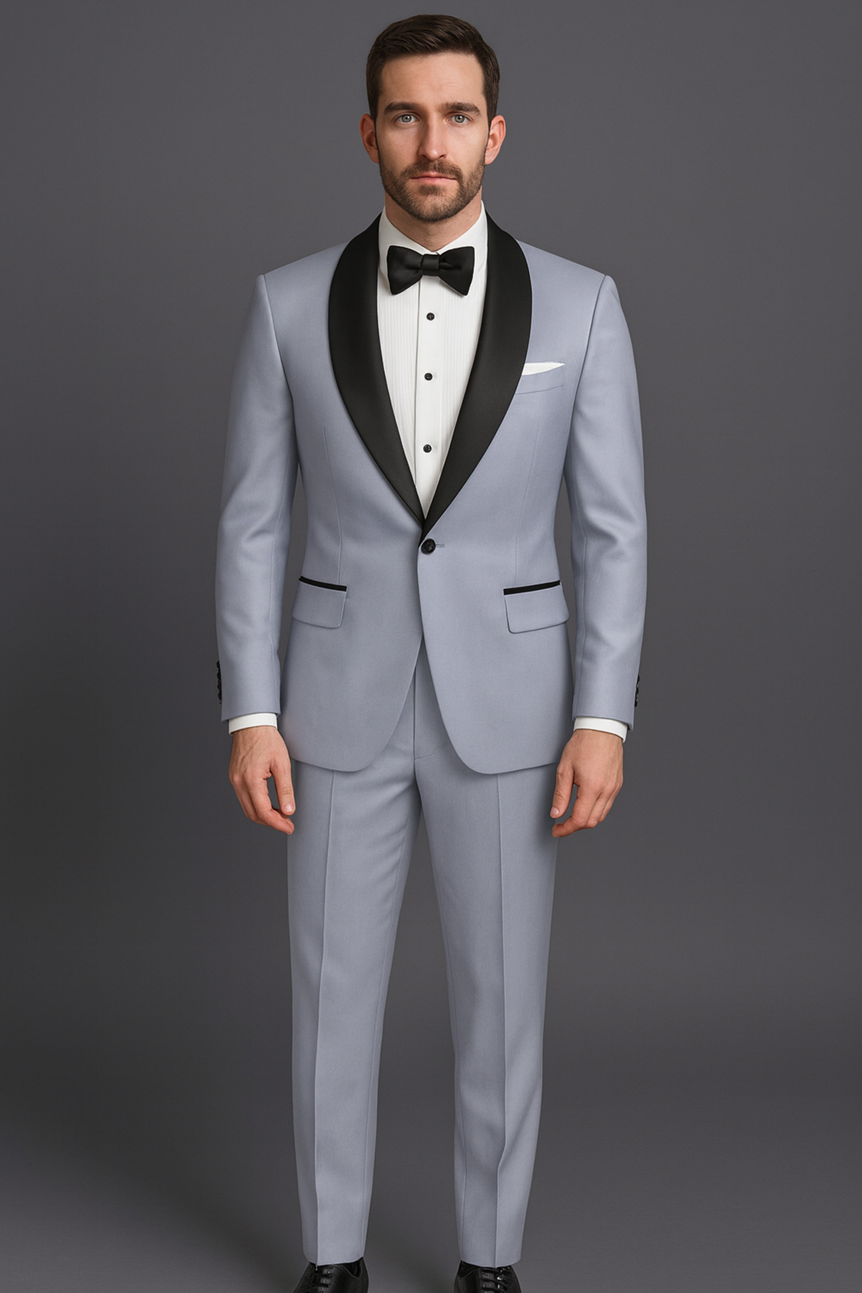 Silgrove-Loblolly Gray Wool Rich Stretchable Traveler Tuxedo Blazer