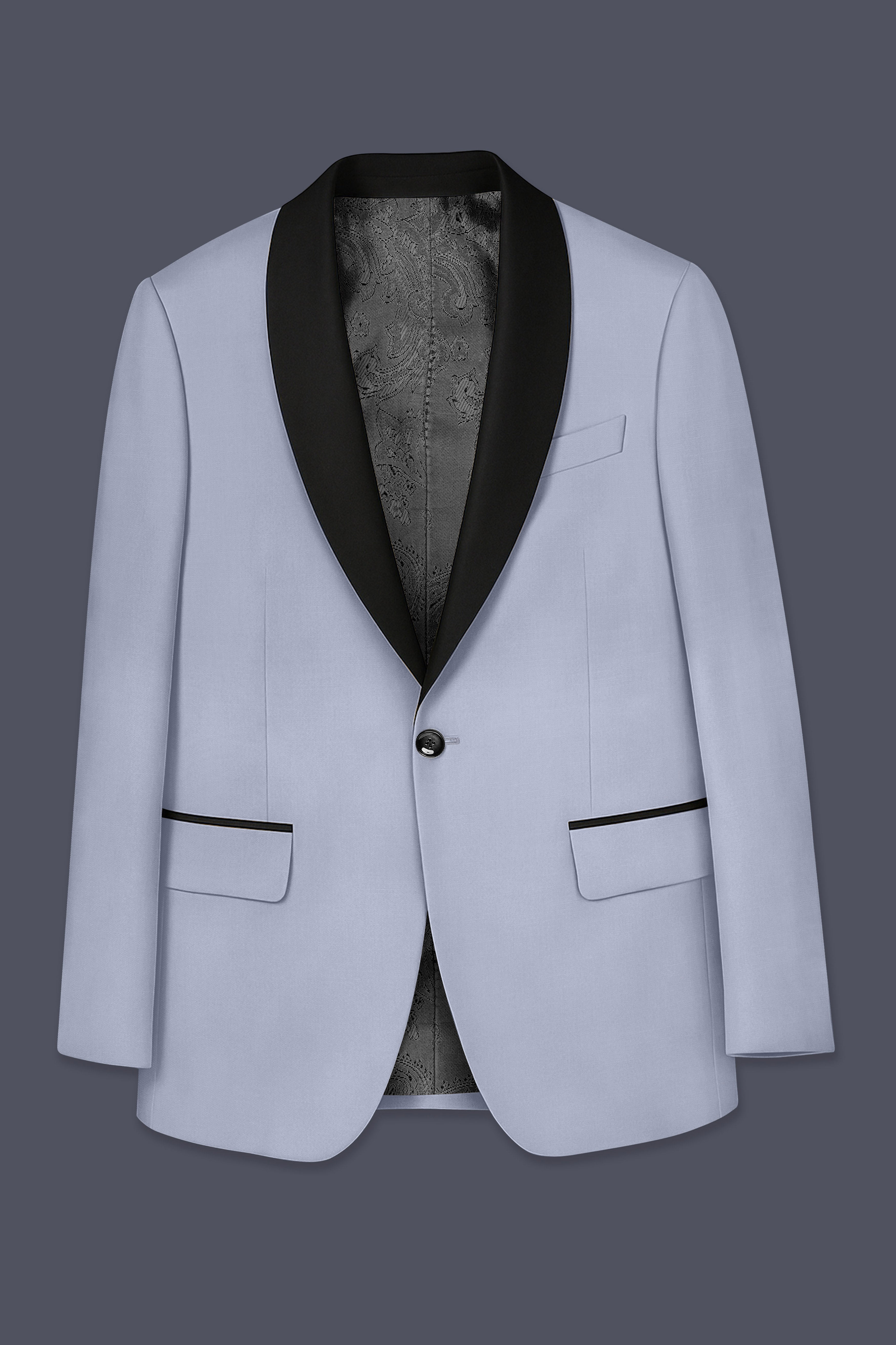 Silgrove-Loblolly Gray Wool Rich Stretchable Traveler Tuxedo Blazer