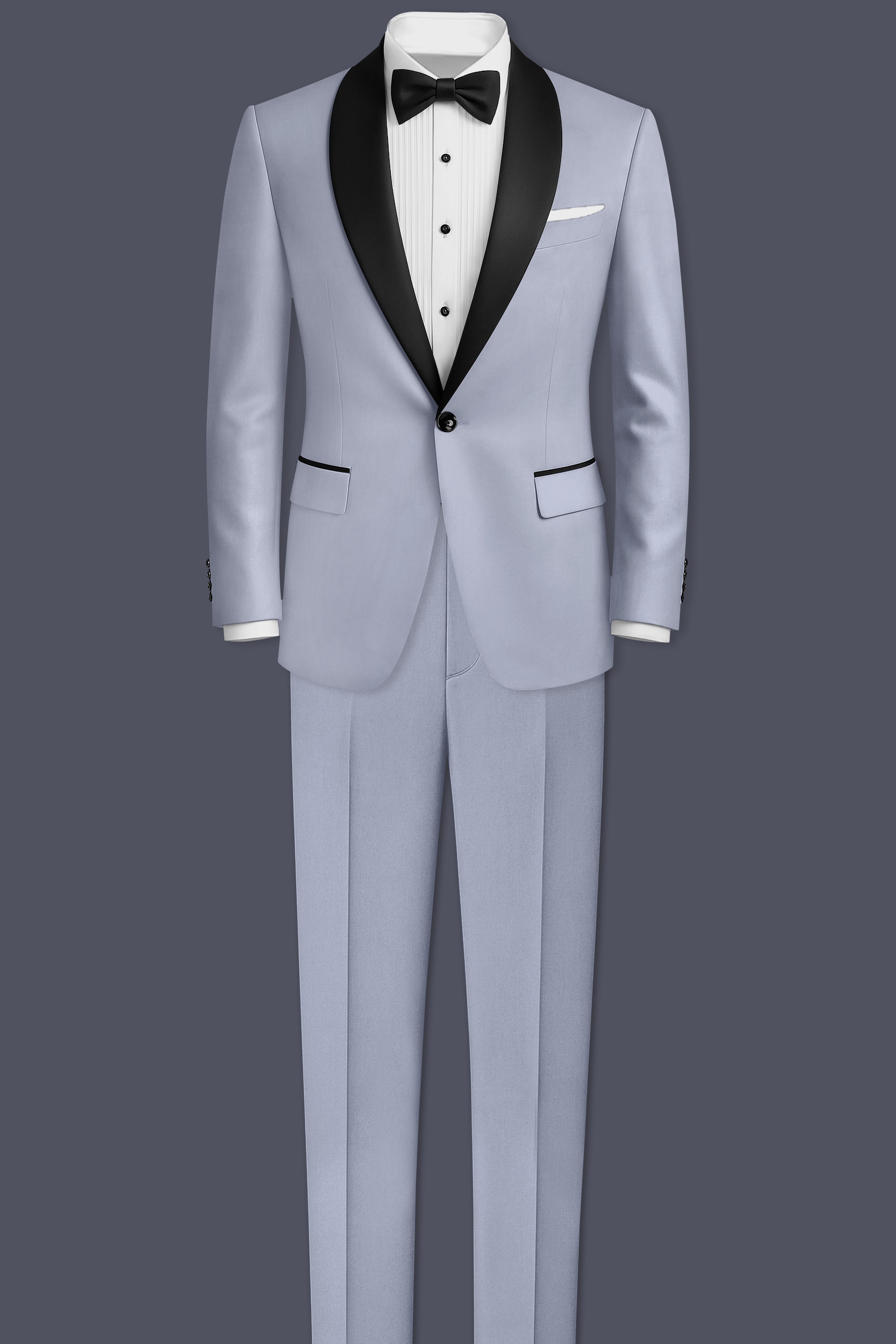 Silgrove-Loblolly Gray Wool Rich Stretchable Traveler Tuxedo Blazer