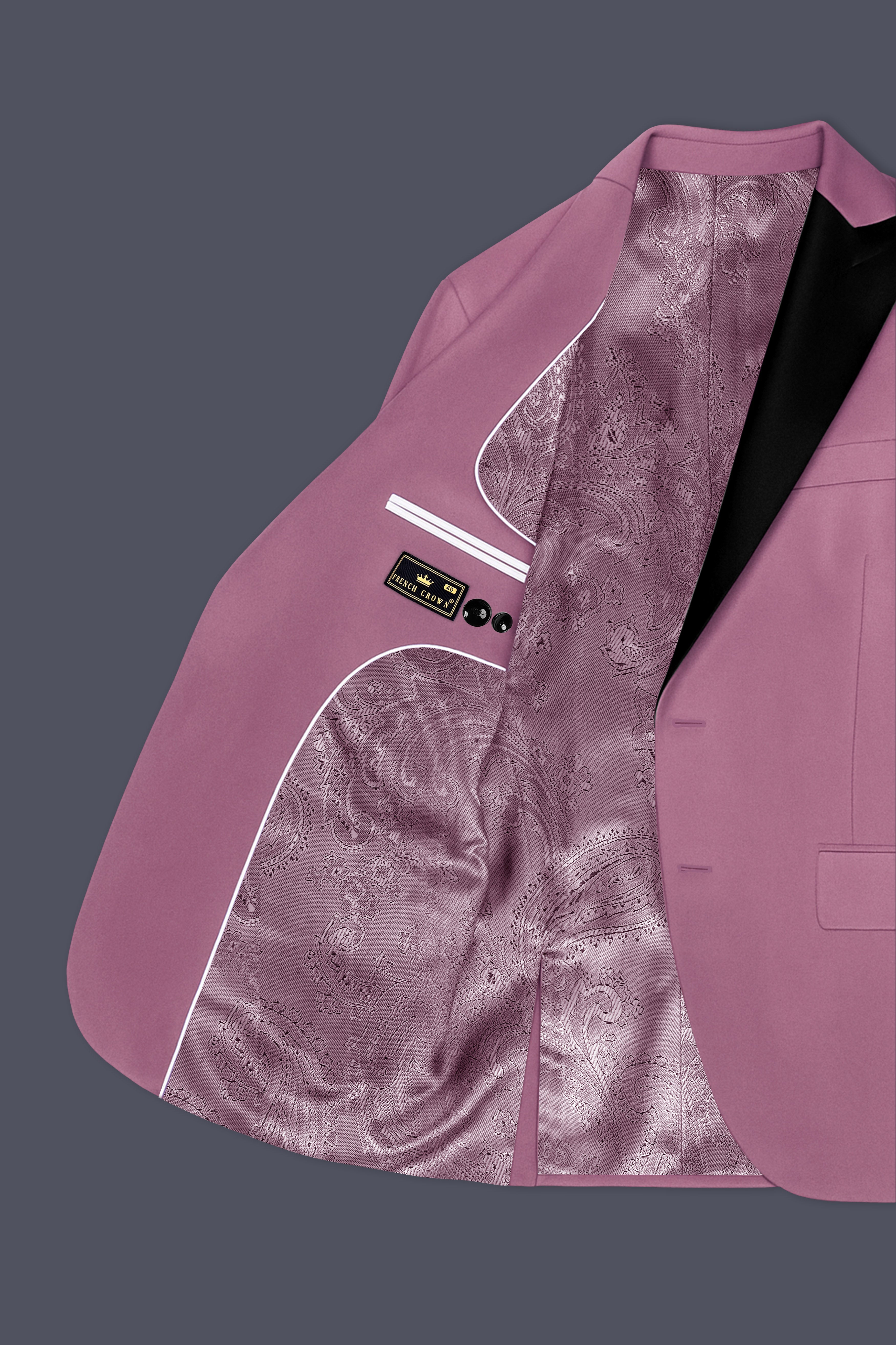 Velrosa-Turkish Rose Textured Velvet Peak Lapel Tuxedo Blazer
