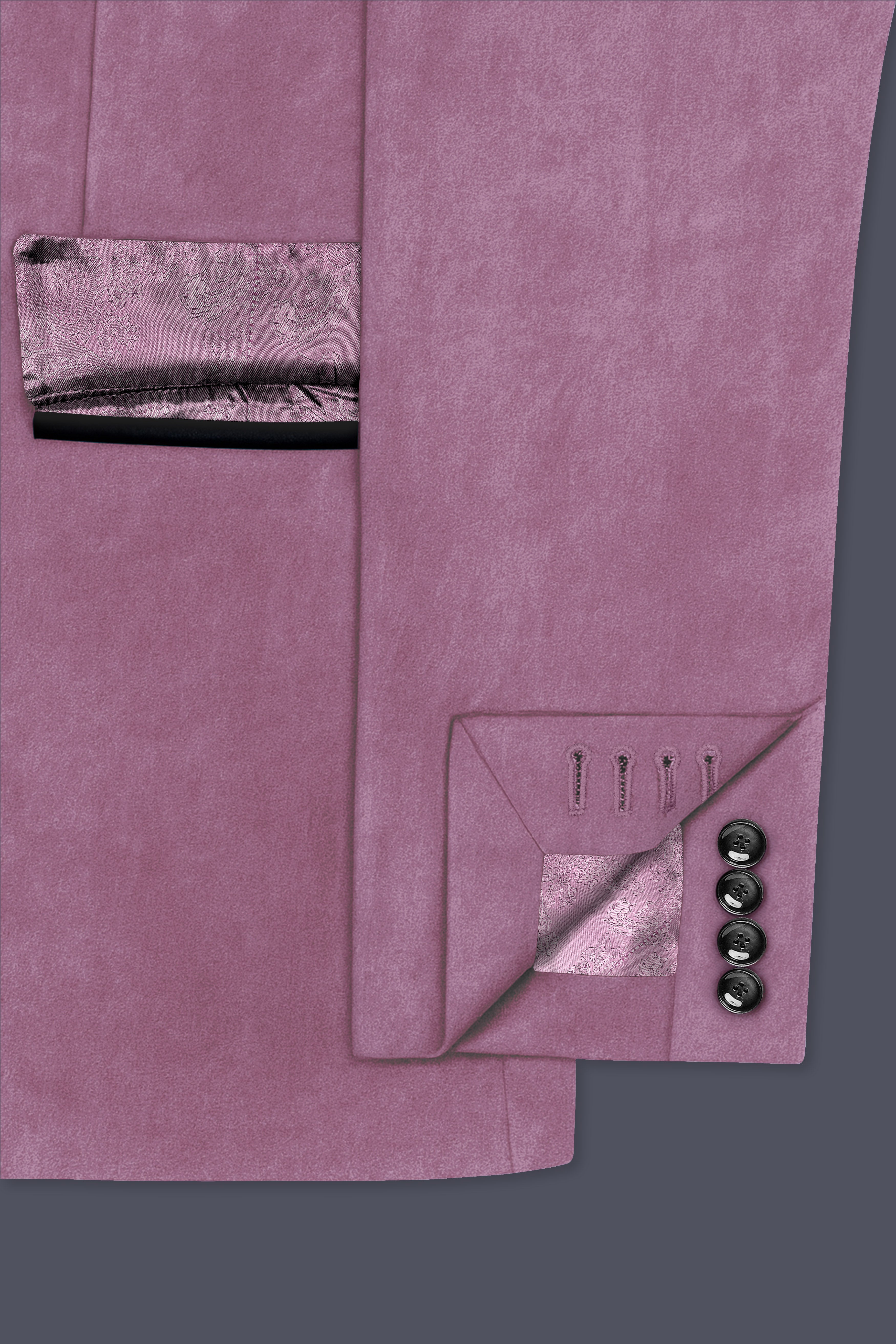 Velrosa-Turkish Rose Textured Velvet Peak Lapel Tuxedo Blazer