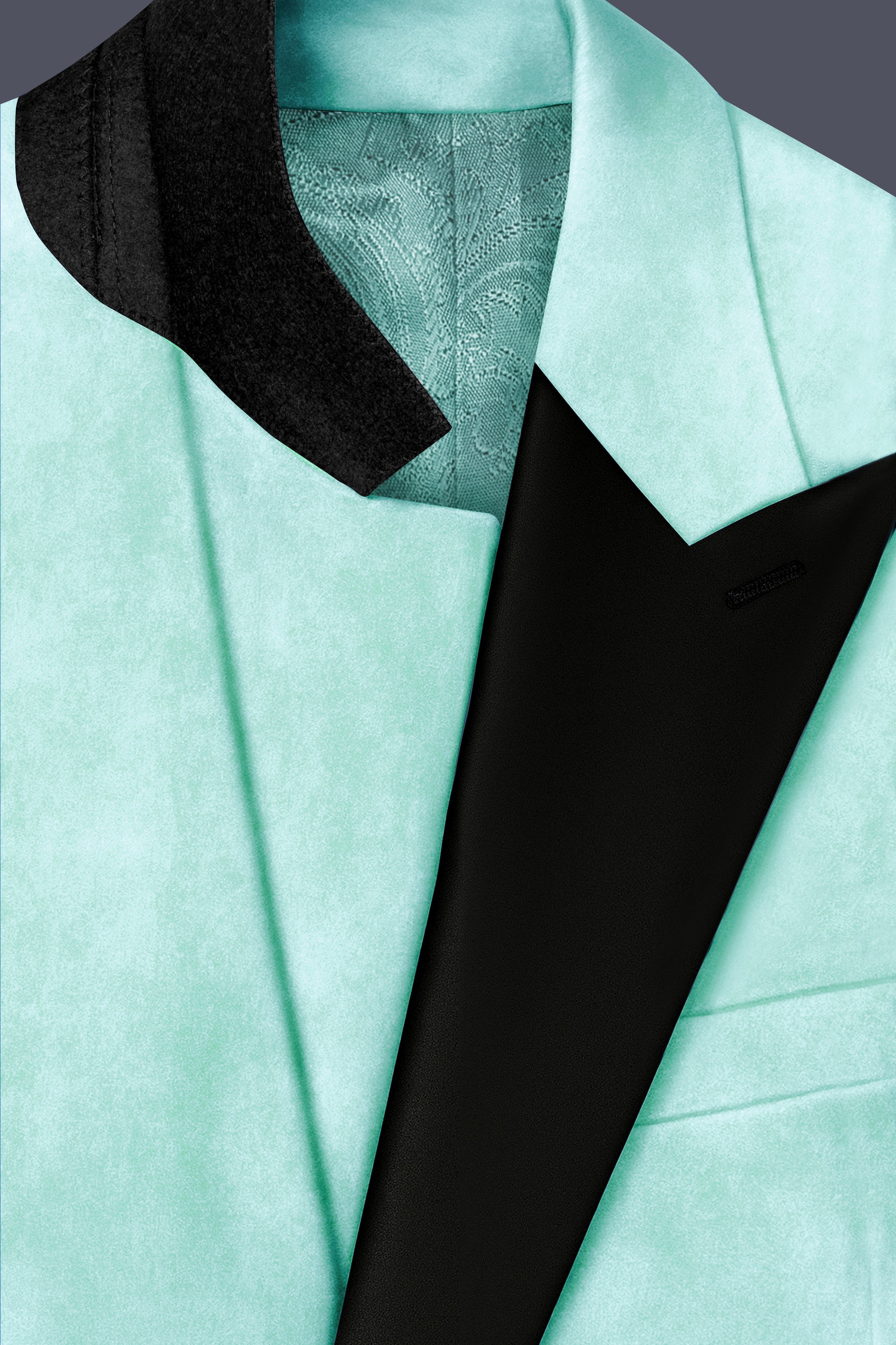 Verdalis-Cruise Green Textured Velvet Peak Lapel Tuxedo Blazer