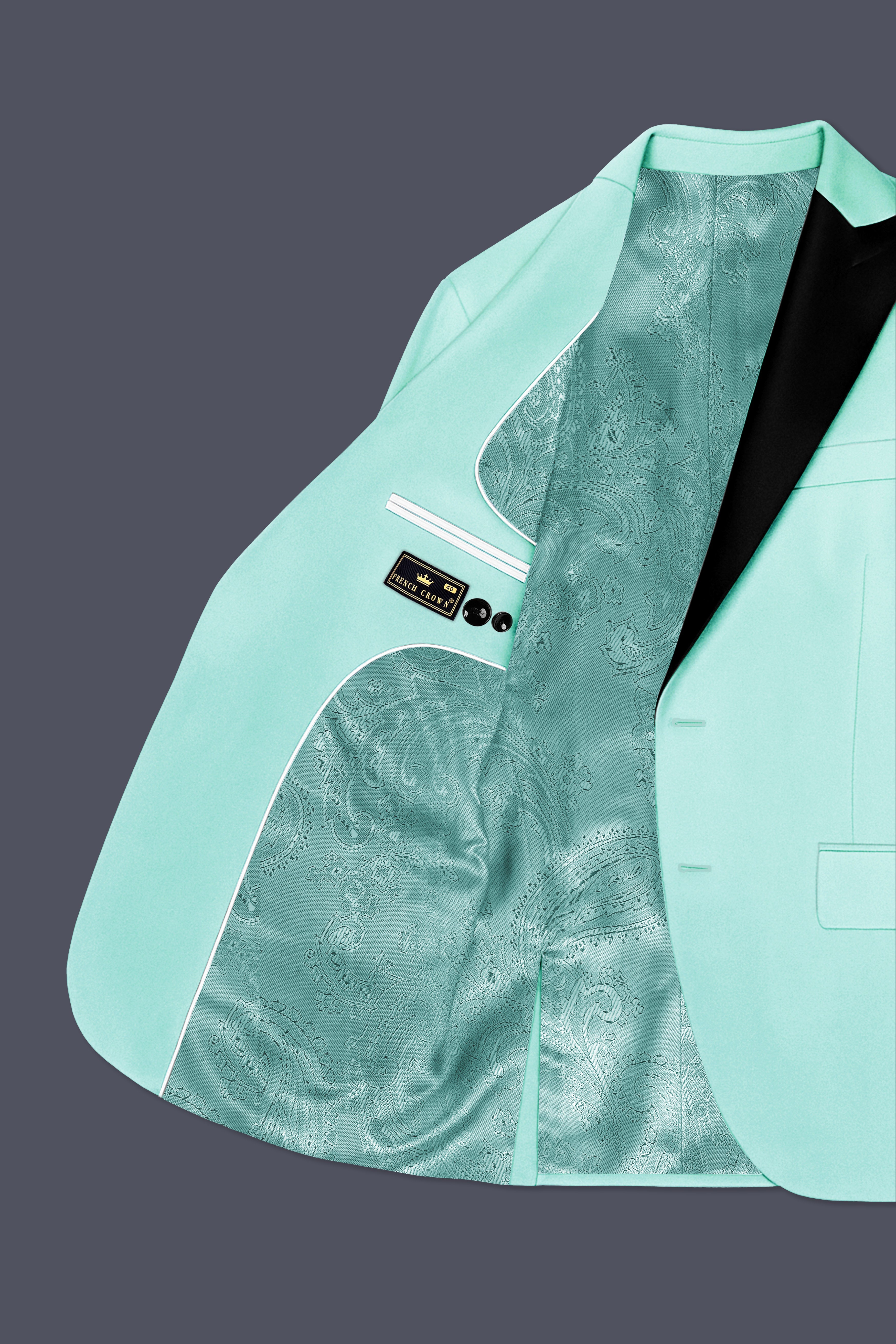 Verdalis-Cruise Green Textured Velvet Peak Lapel Tuxedo Blazer