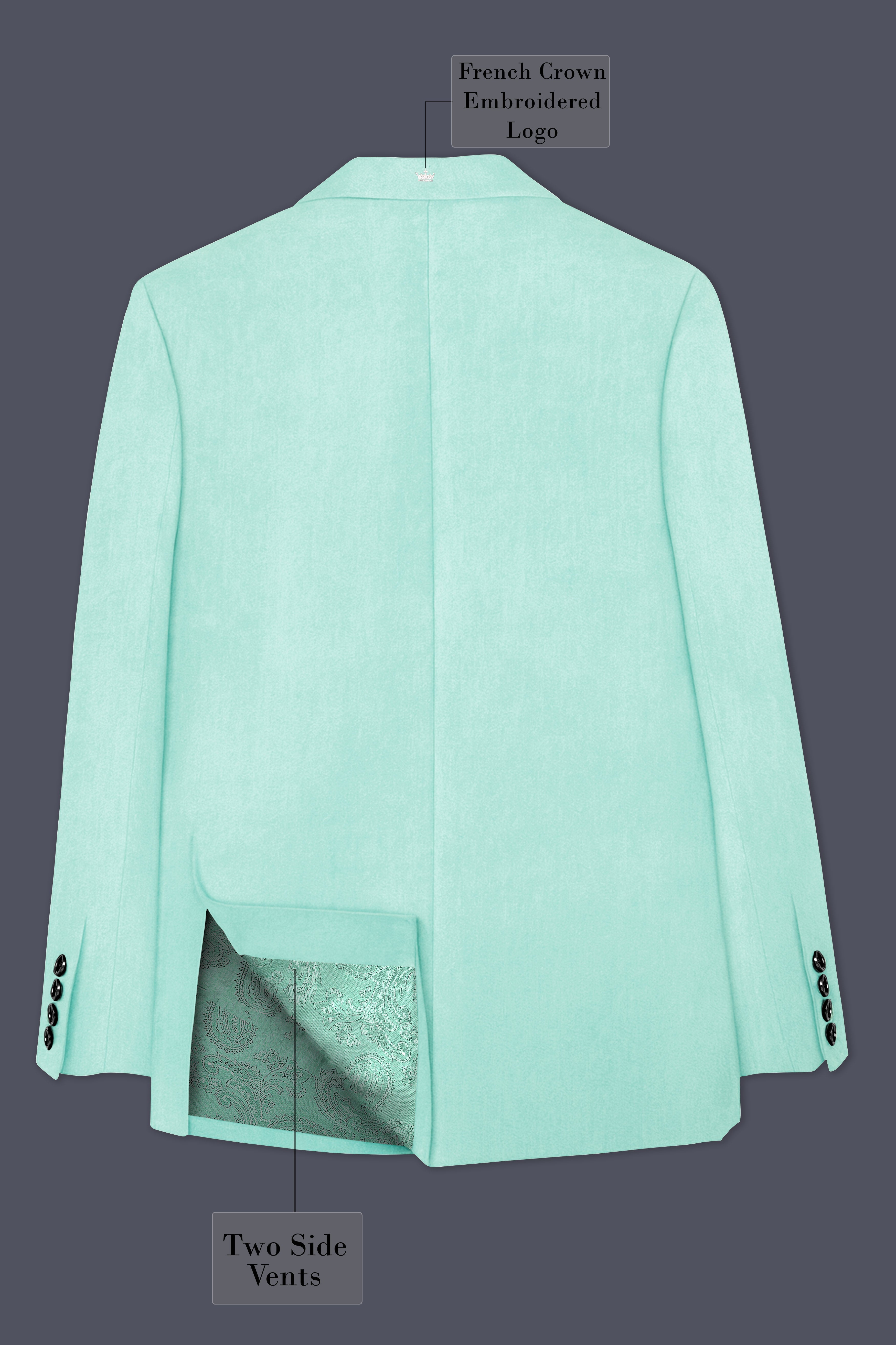 Verdalis-Cruise Green Textured Velvet Peak Lapel Tuxedo Blazer