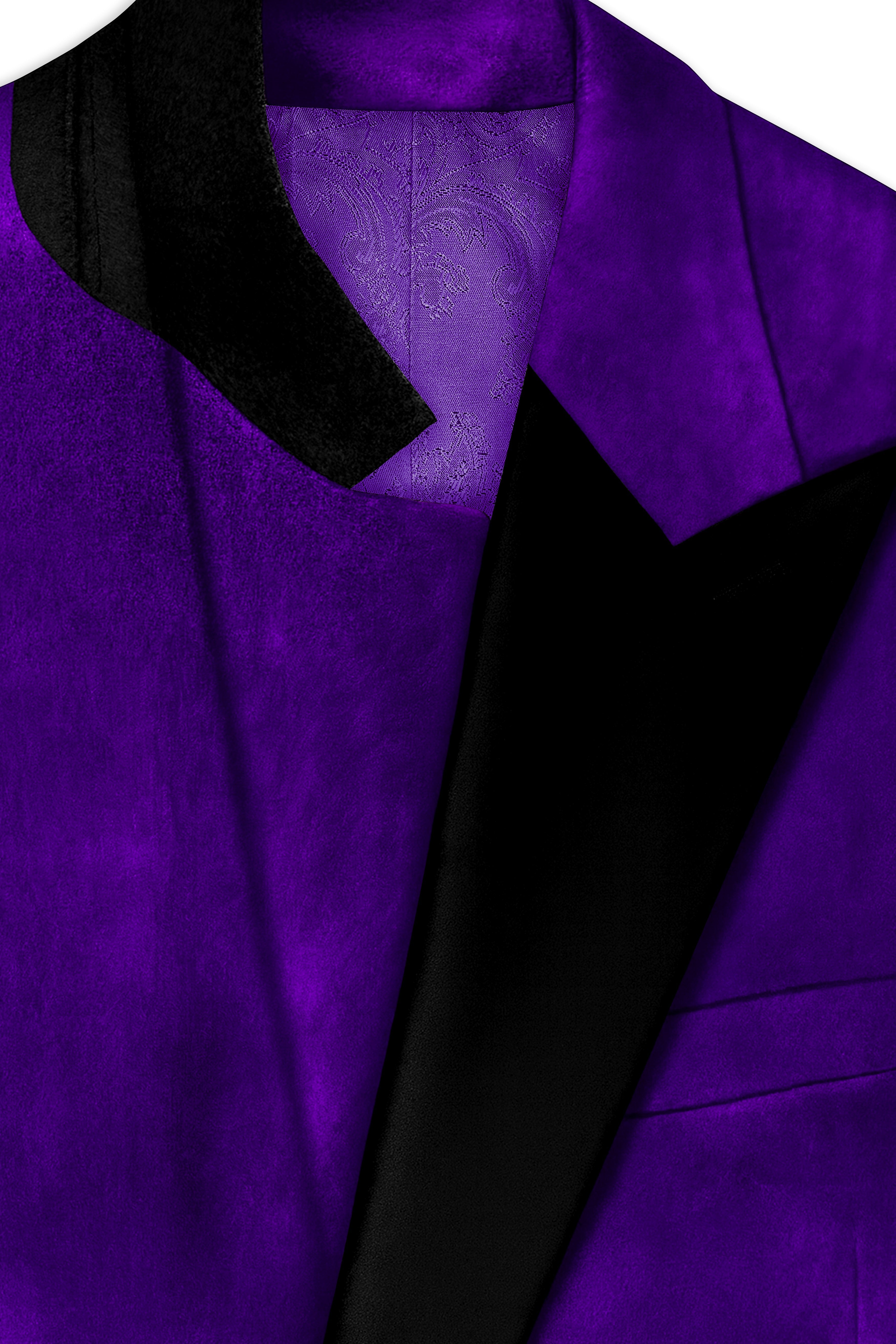 Purvion-Christalle Purple Velvet Peak Lapel Tuxedo Blazer