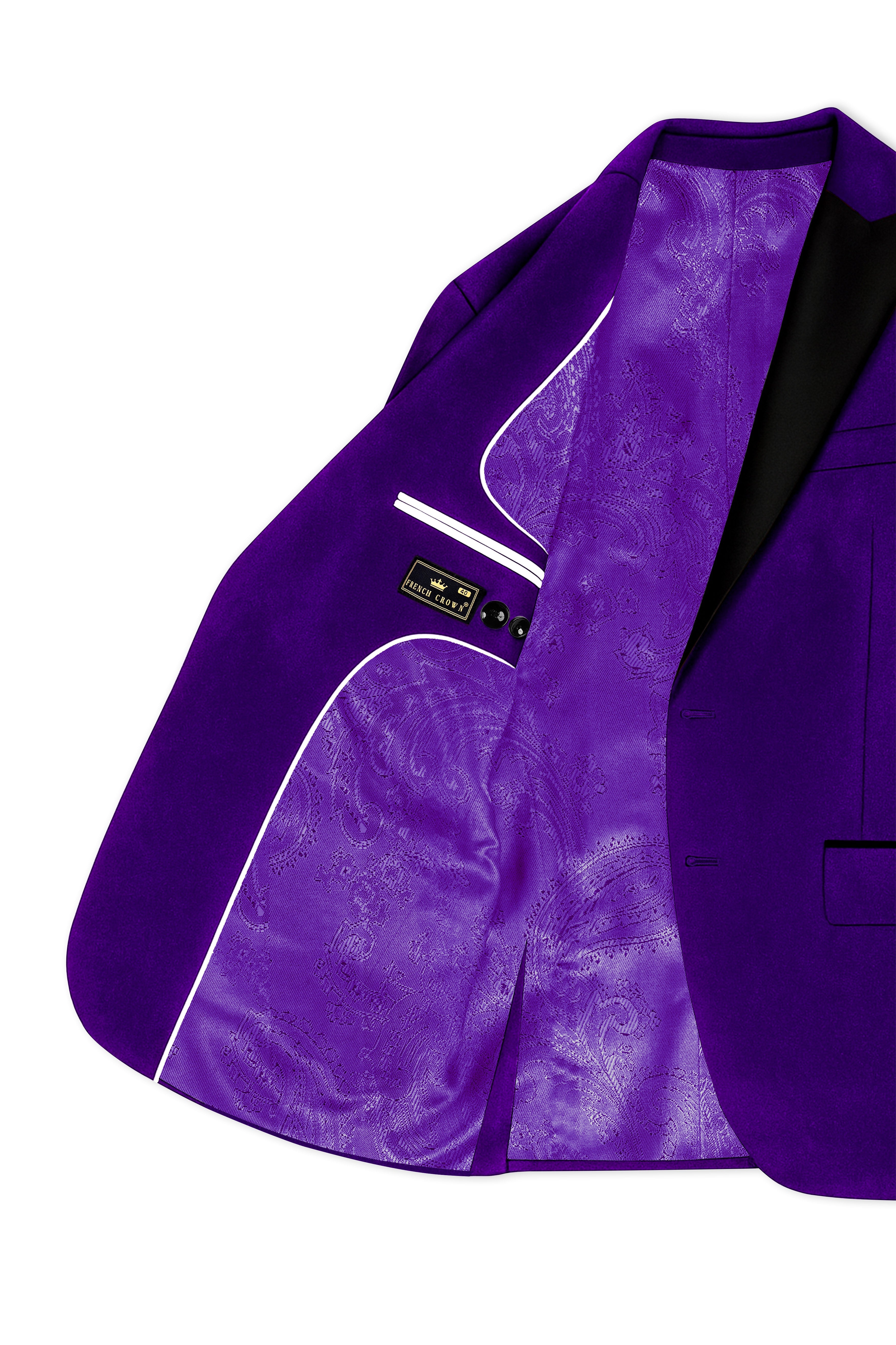 Purvion-Christalle Purple Velvet Peak Lapel Tuxedo Blazer