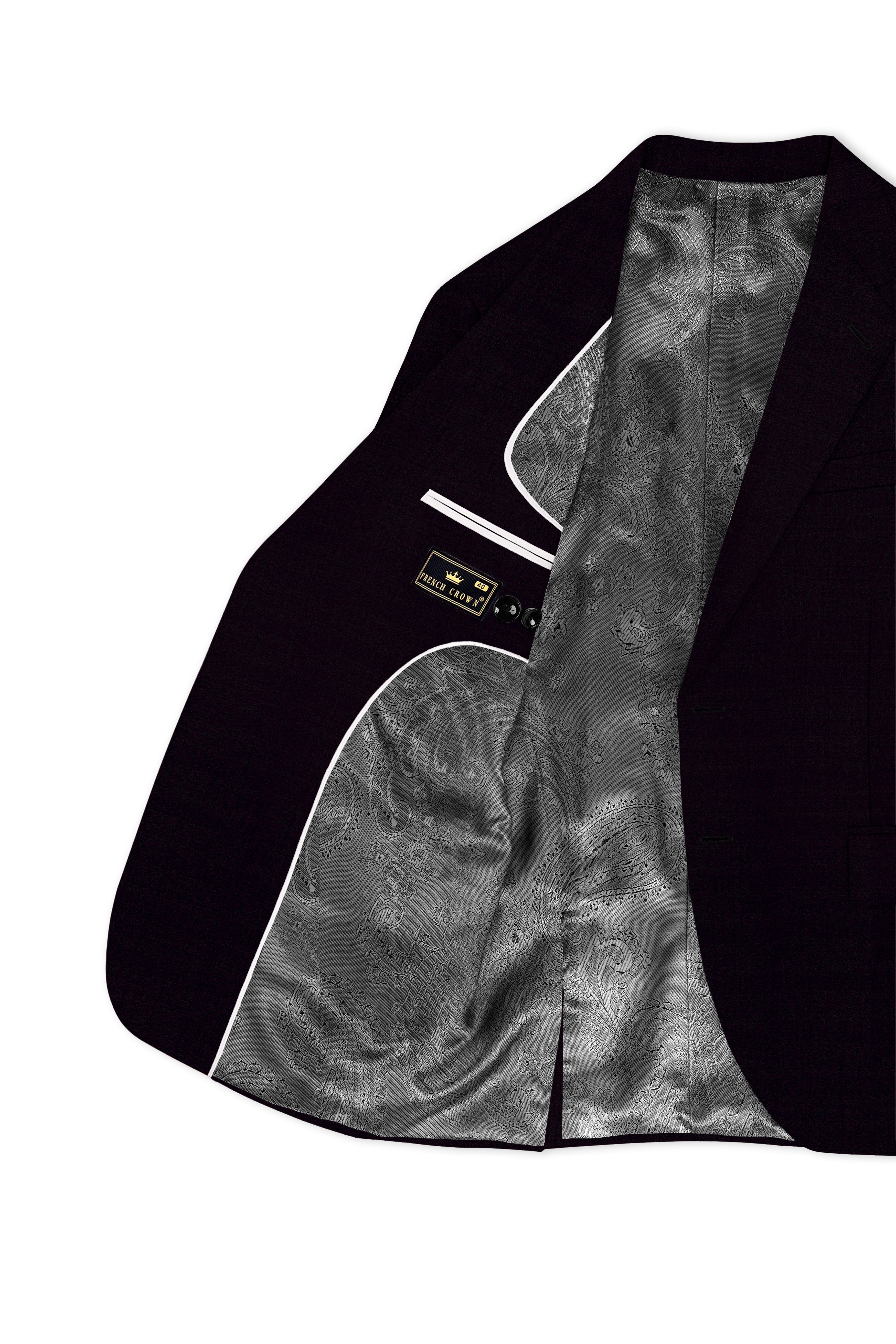 Noctivra-Cinder Black Wool Rich Single Breasted Blazer