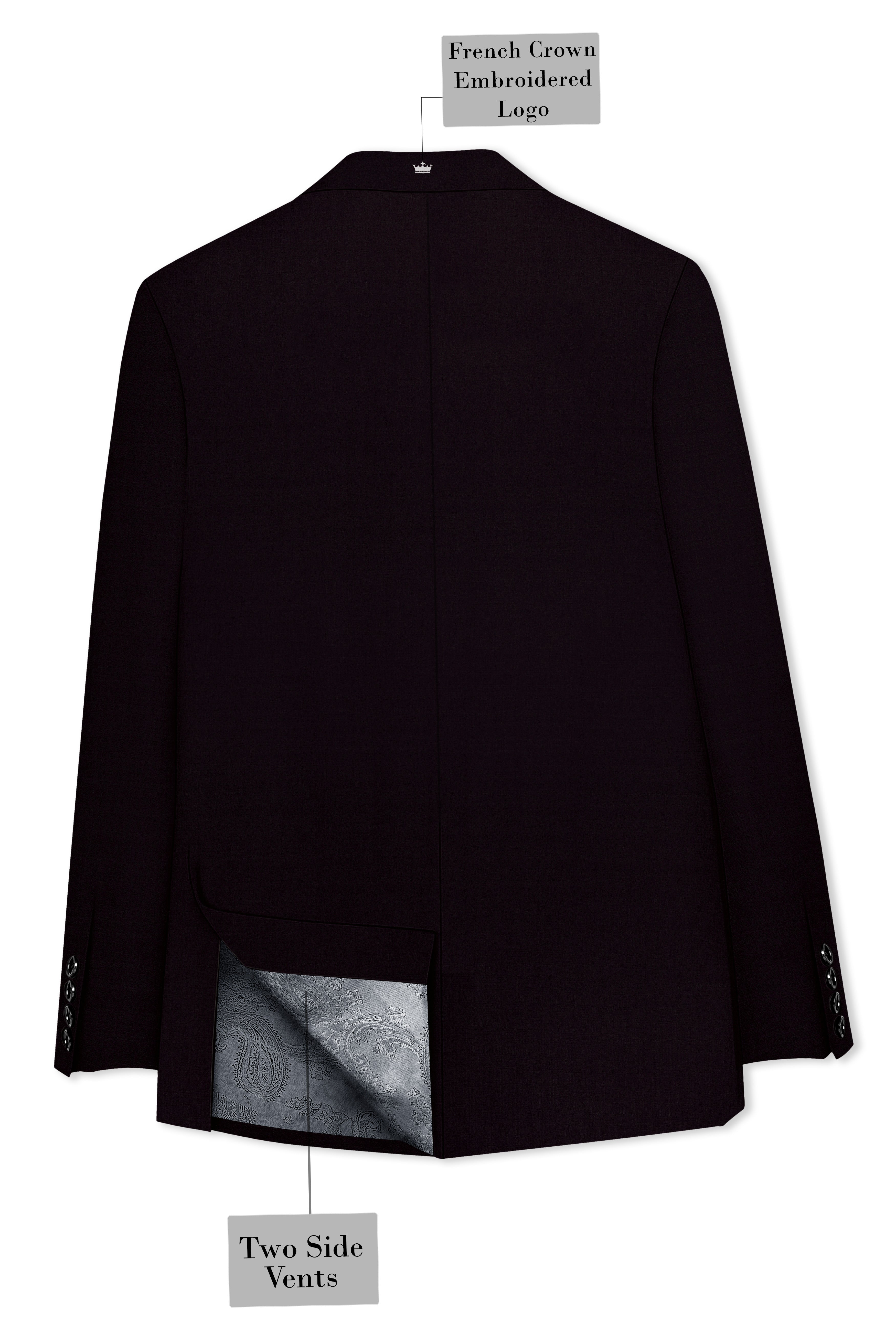 Noctivra-Cinder Black Wool Rich Single Breasted Blazer