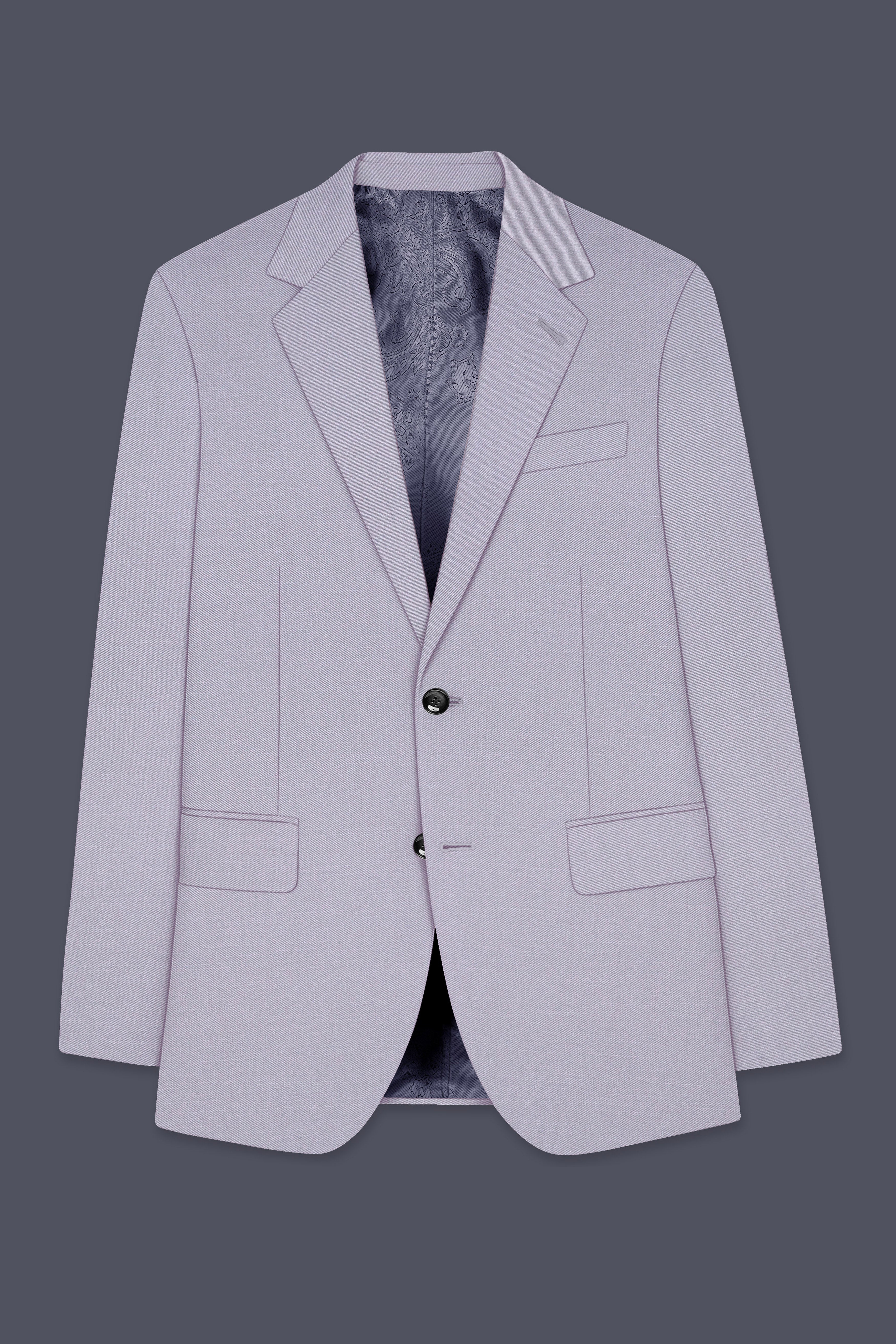 Mistivell-Mountain Mist Gray Wool Rich Single Breasted Stretchable traveler Blazer