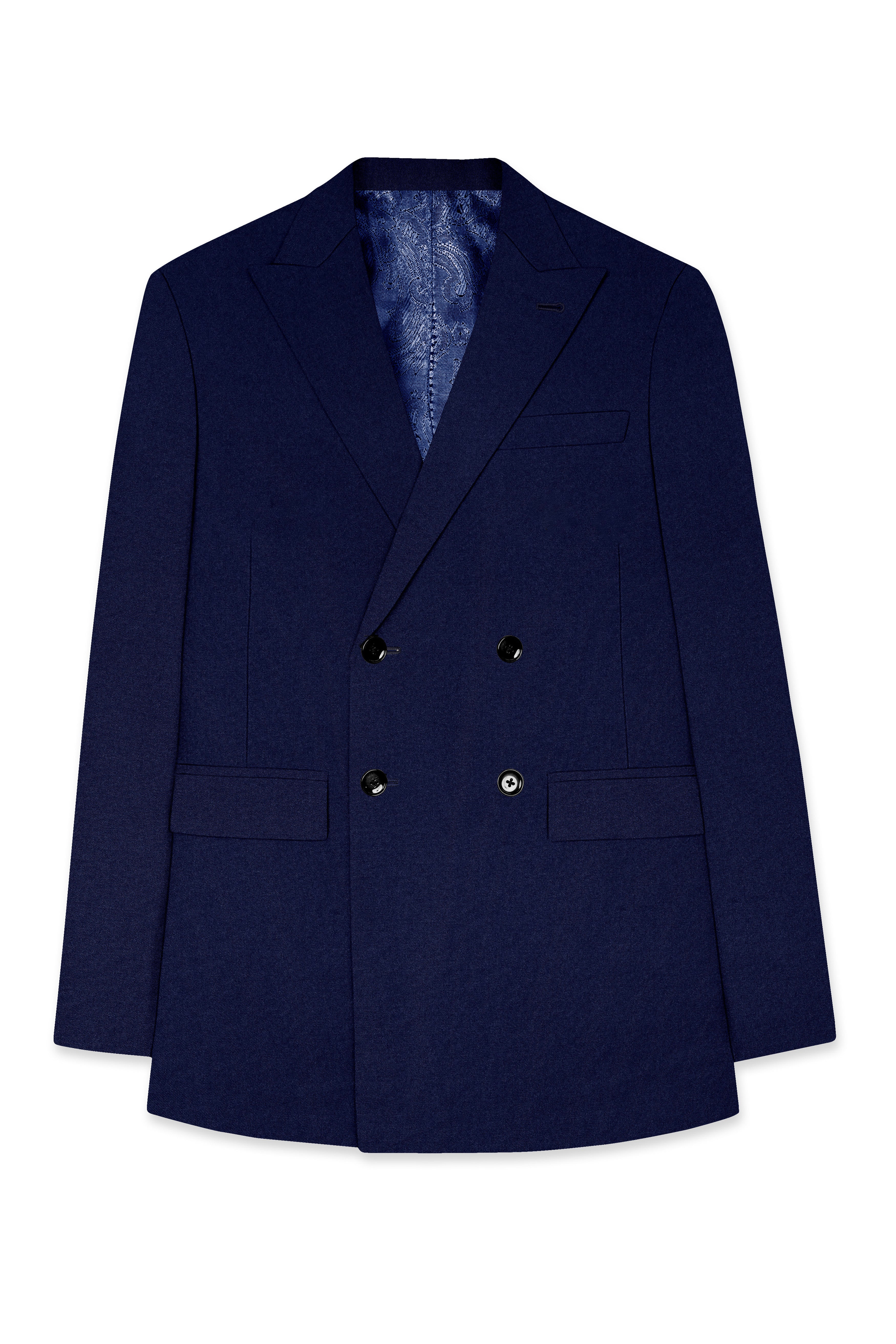 Flyvire-Firefly Blue Wool Rich Double Breasted Stretchable traveler Blazer