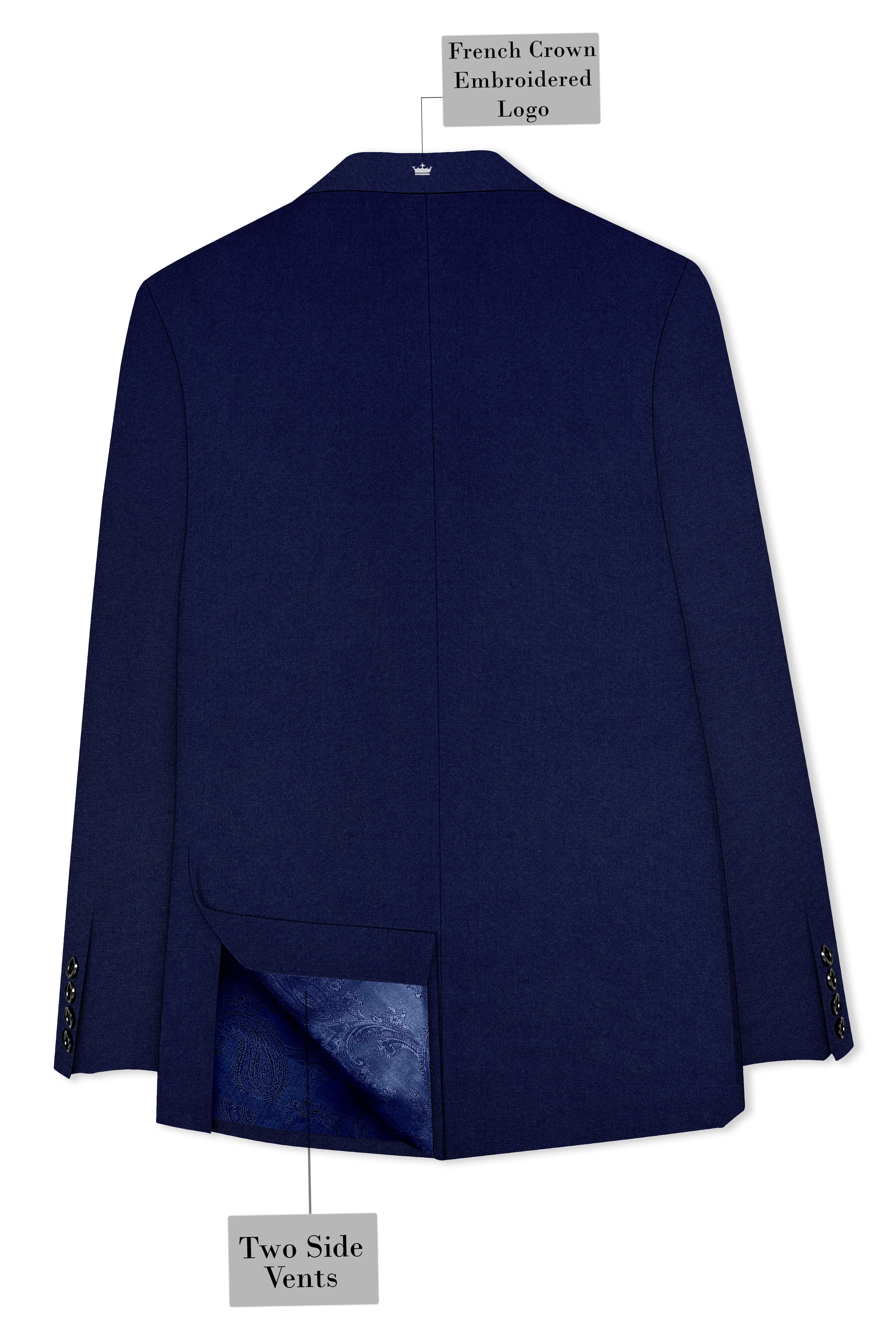 Flyvire-Firefly Blue Wool Rich Double Breasted Stretchable traveler Blazer