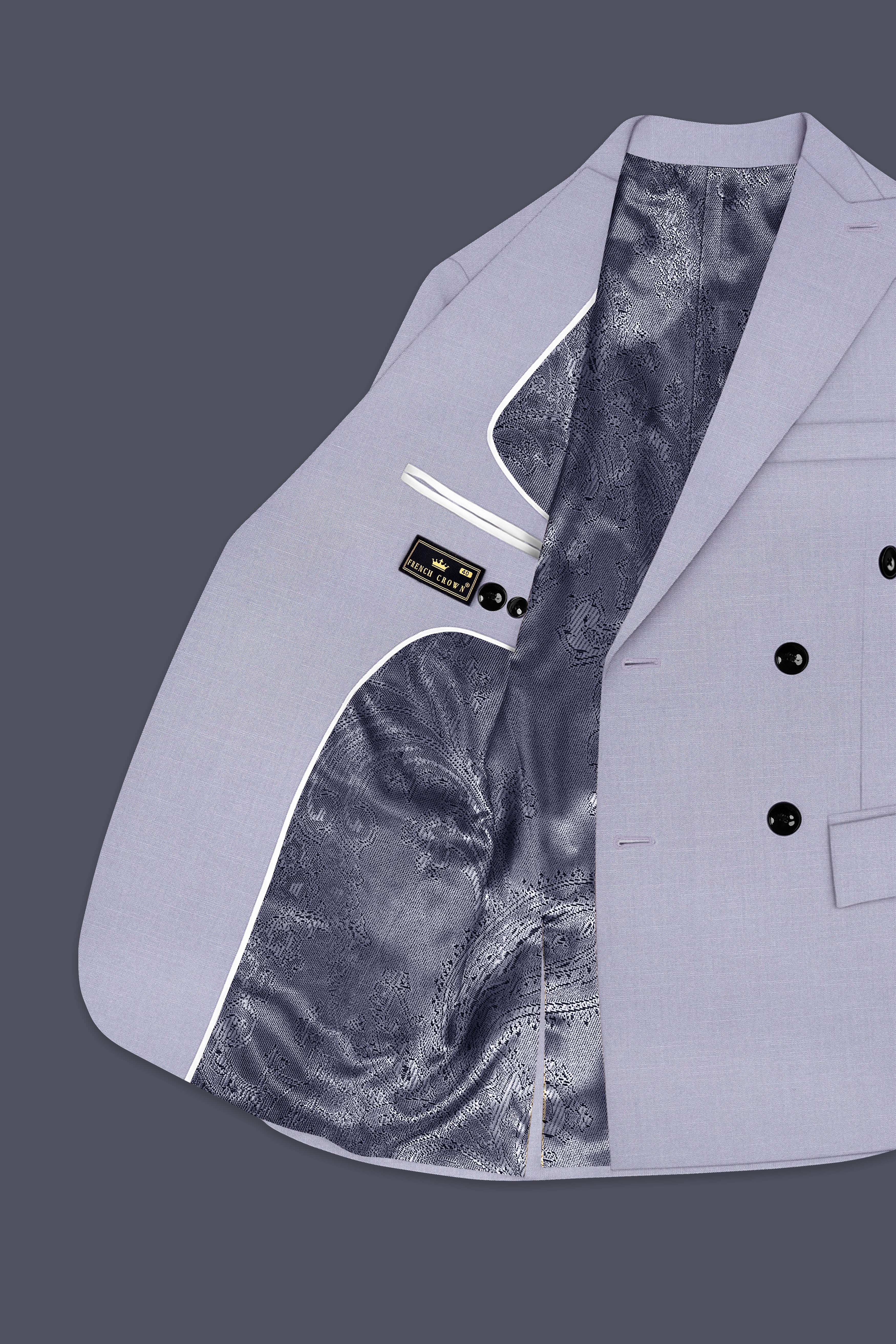 Mistivell-Mountain Mist Gray Wool Rich Double Breasted Stretchable traveler Blazer