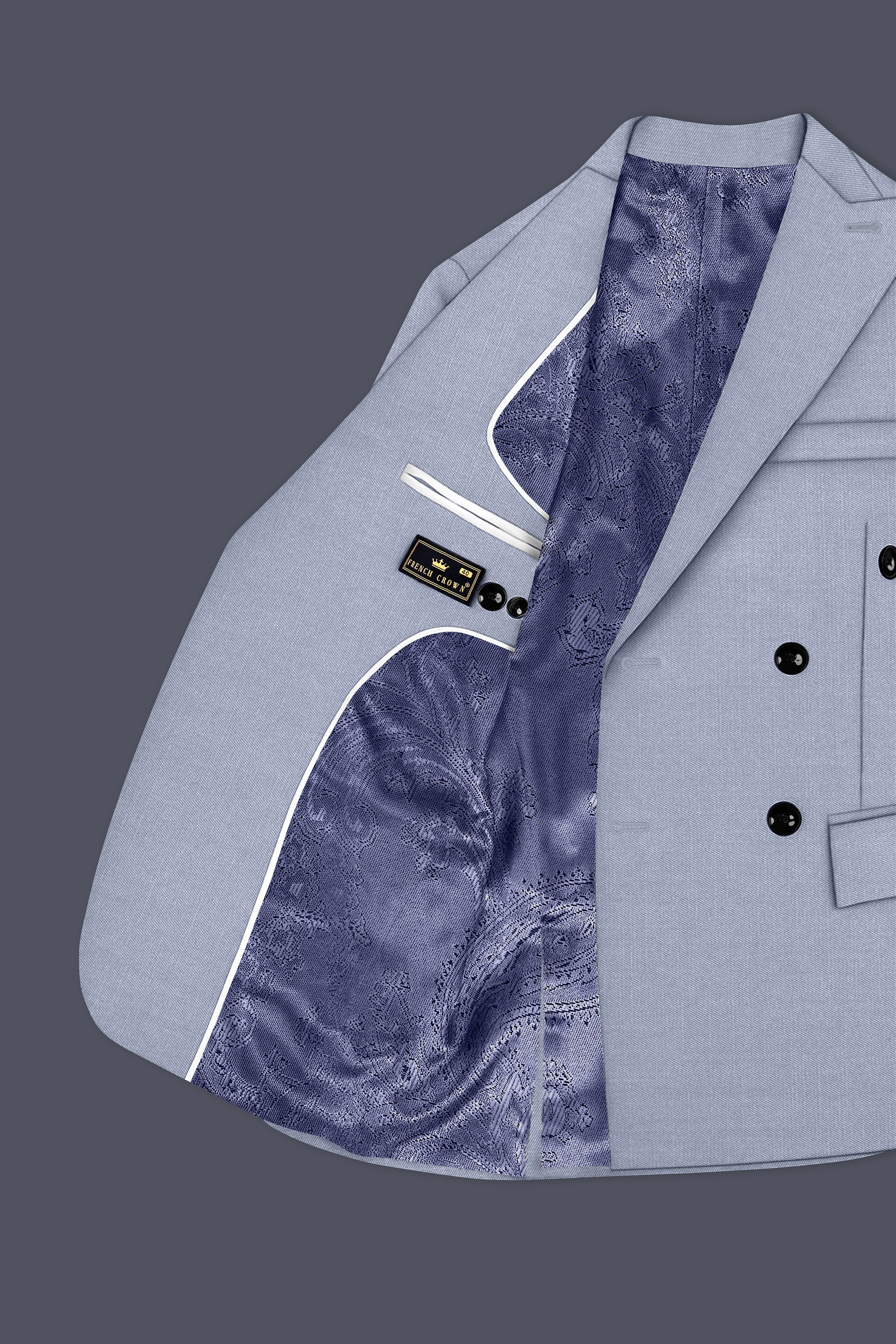 Mistivell-Mountain Mist Gray Wool Rich Double Breasted Stretchable traveler Blazer