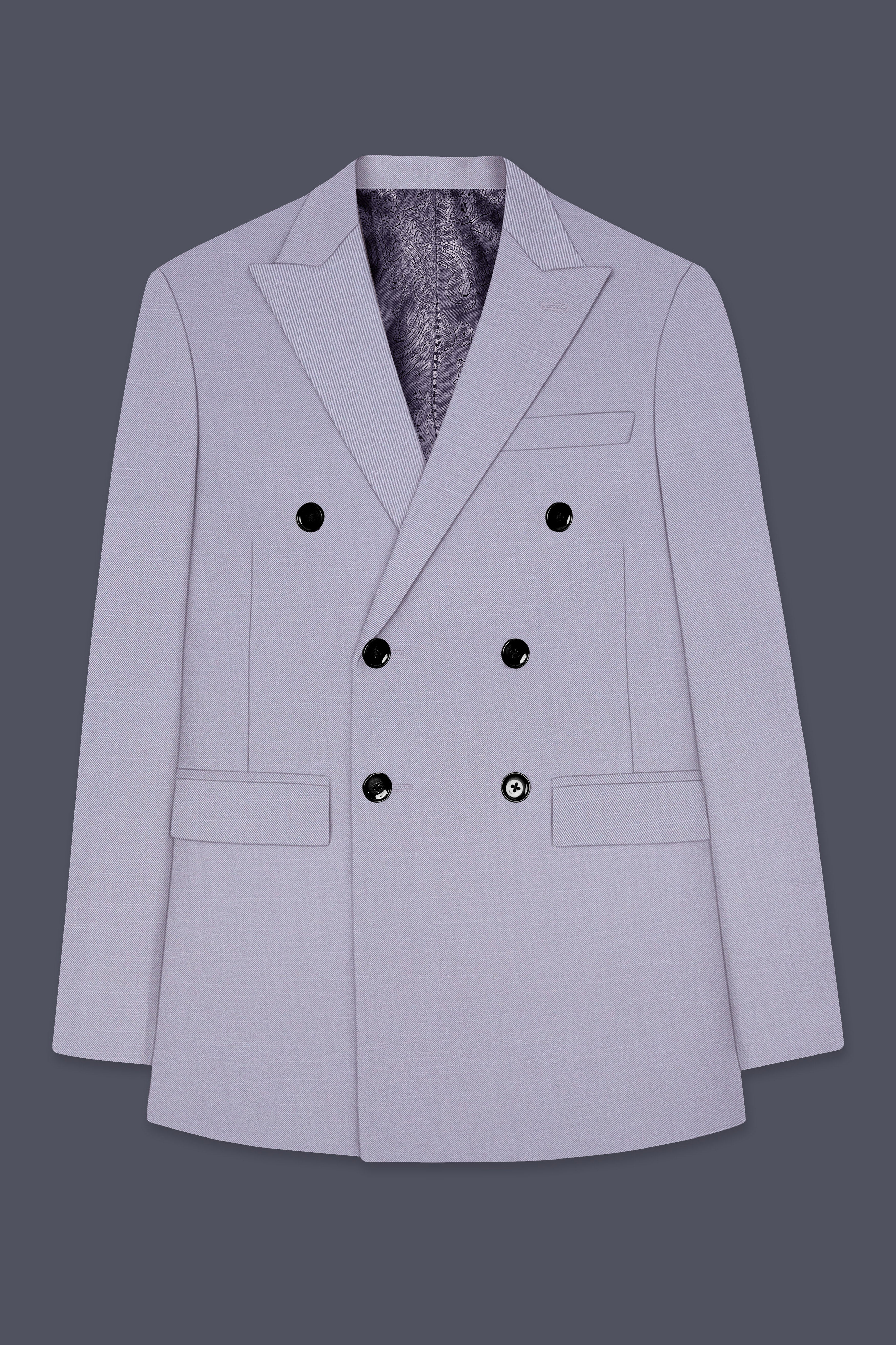 Mistivell-Mountain Mist Gray Wool Rich Double Breasted Stretchable traveler Blazer