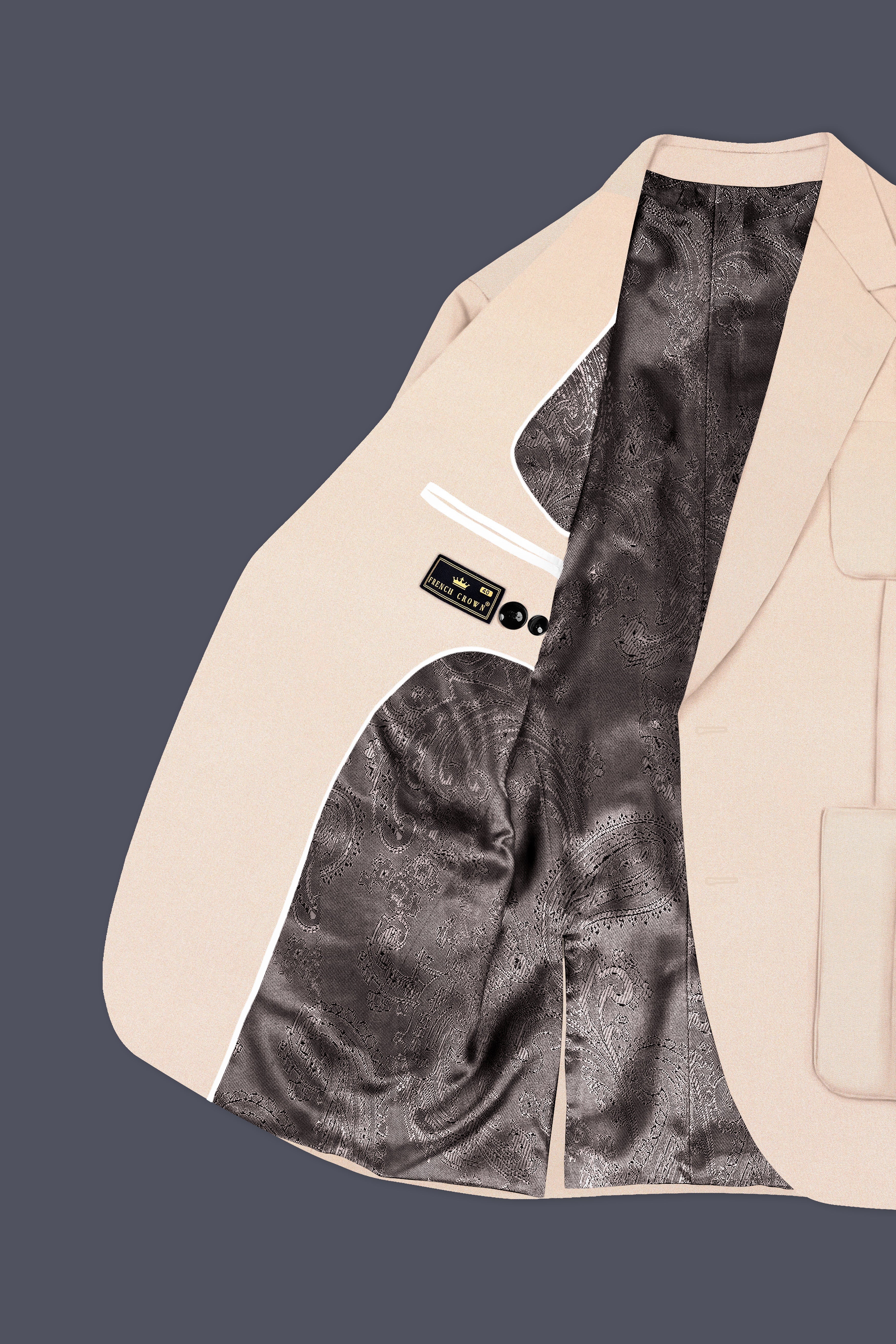 Ivocrest-Albescent Cream Premium Cotton Single Breasted Sports Blazer
