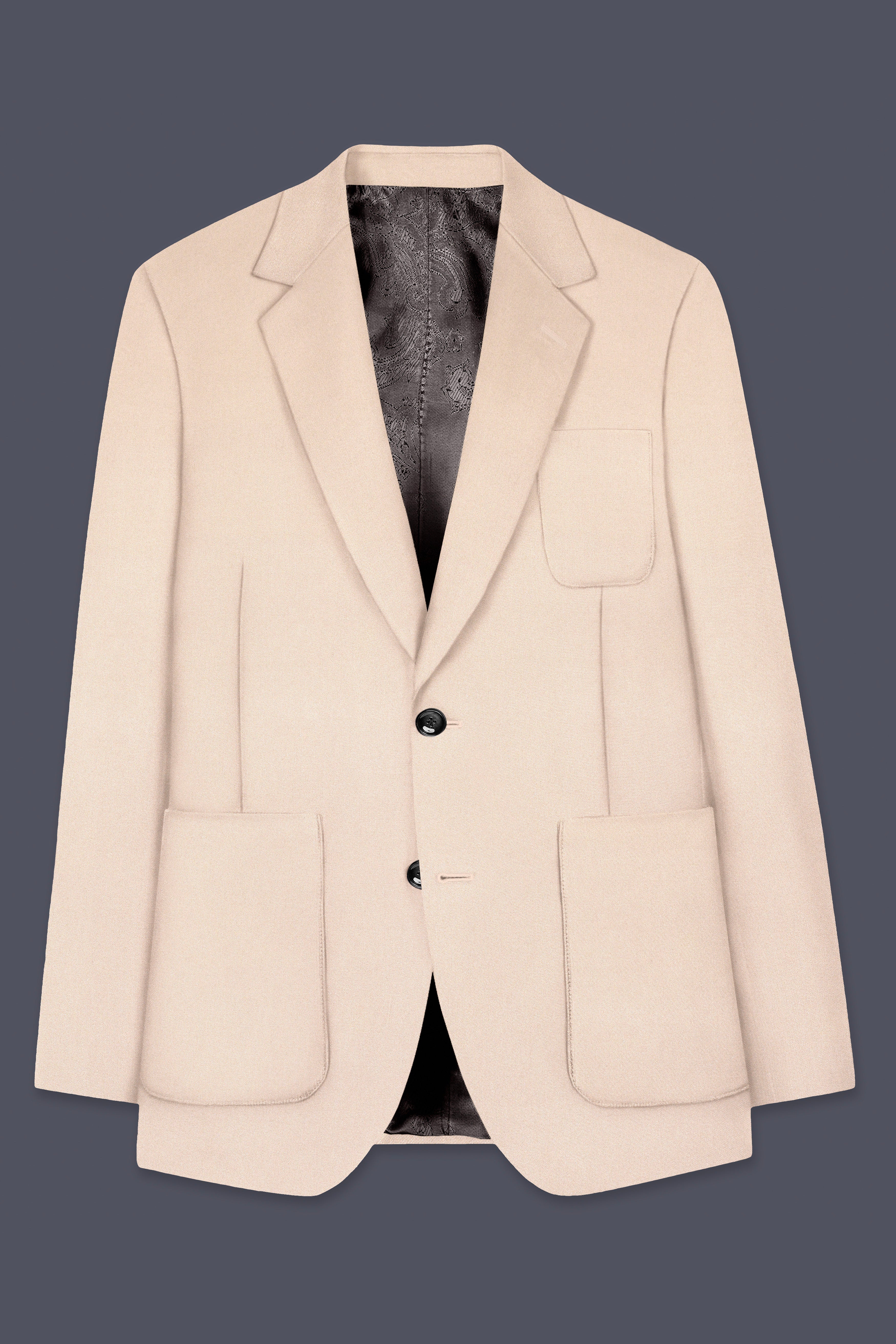 Ivocrest-Albescent Cream Premium Cotton Single Breasted Sports Blazer