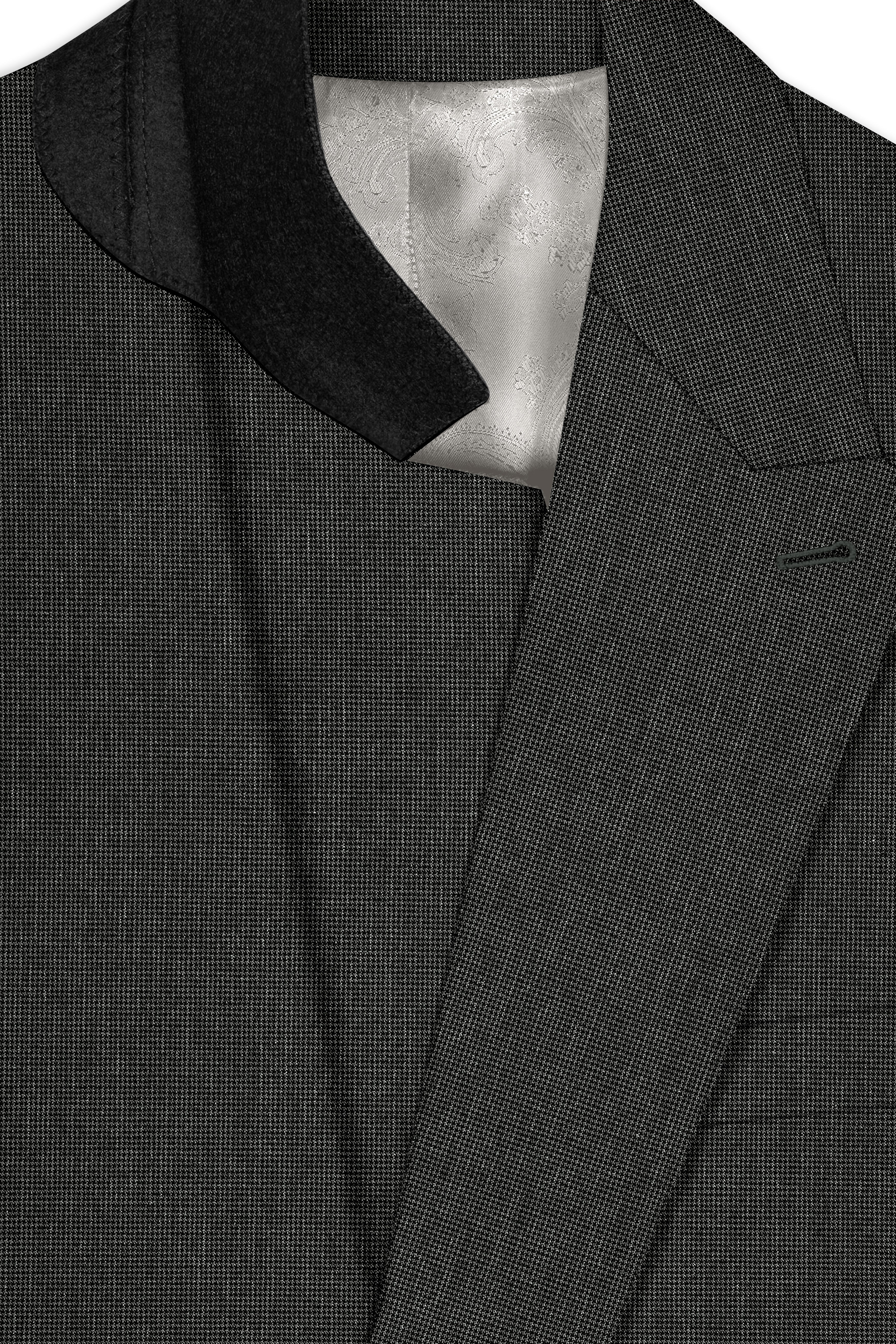 Cinerro-Mine Shaft Gray Houndstooth Wool Rich Textured Double Breasted Blazer