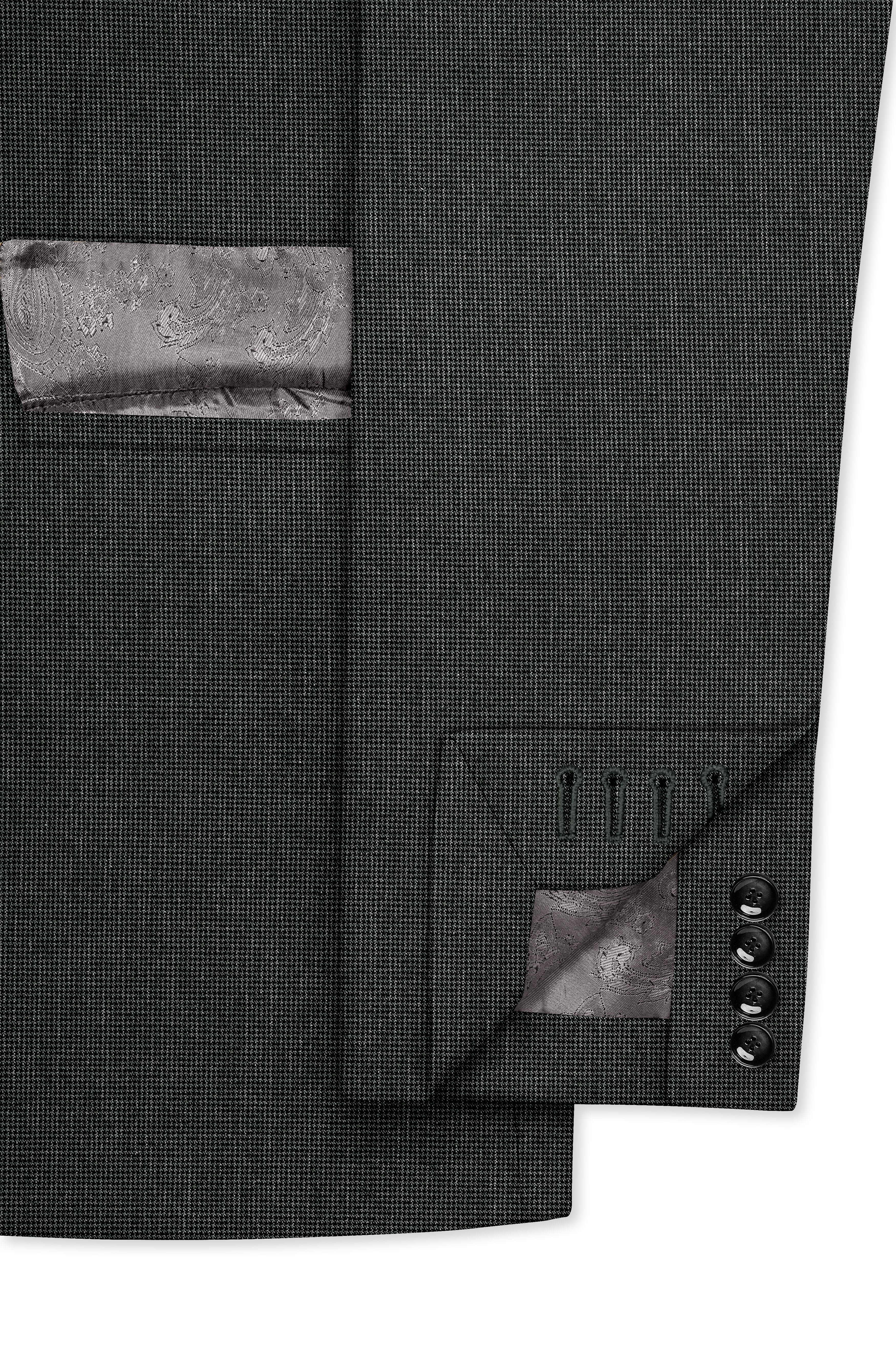 Cinerro-Mine Shaft Gray Houndstooth Wool Rich Textured Double Breasted Blazer