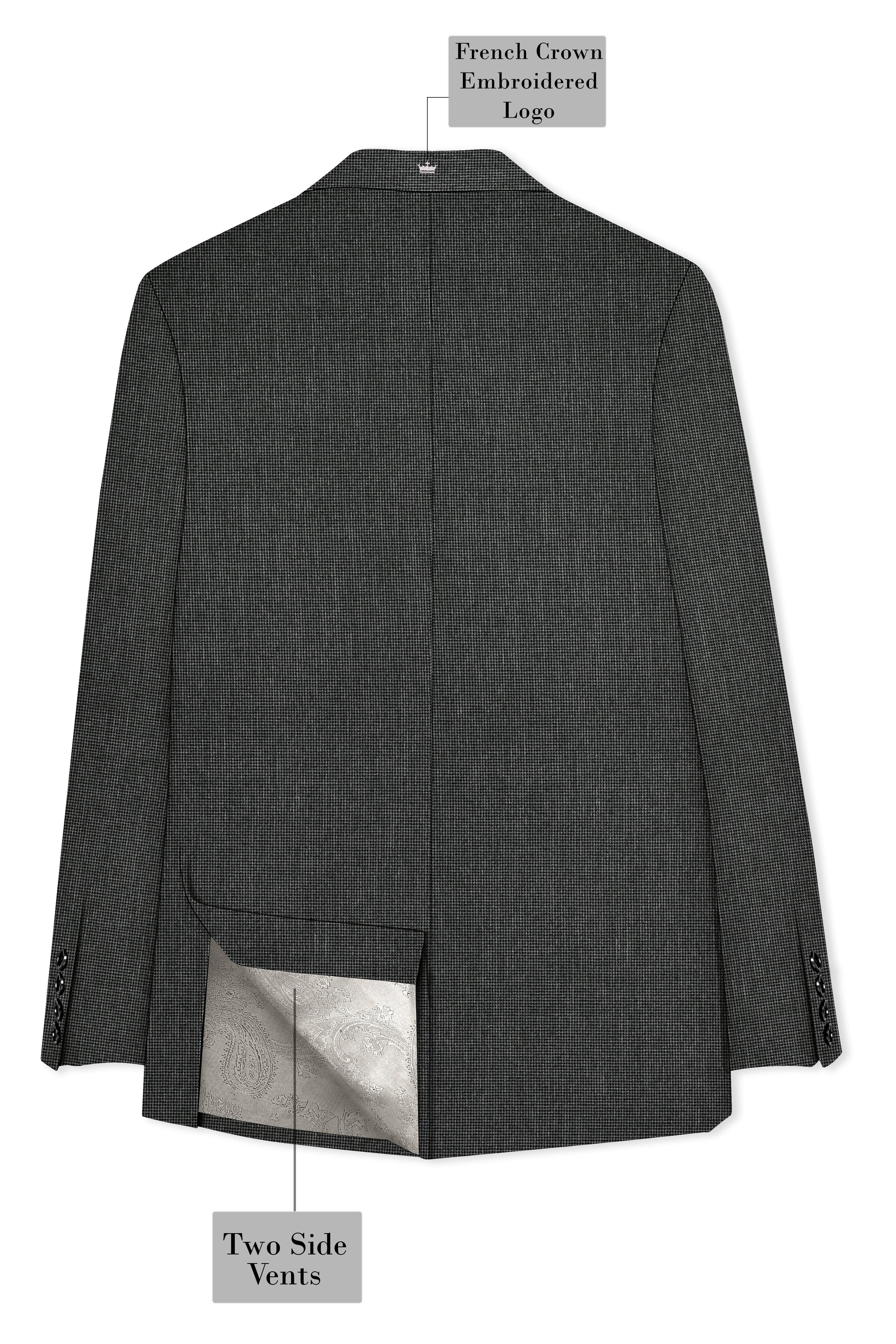 Cinerro-Mine Shaft Gray Houndstooth Wool Rich Textured Double Breasted Blazer