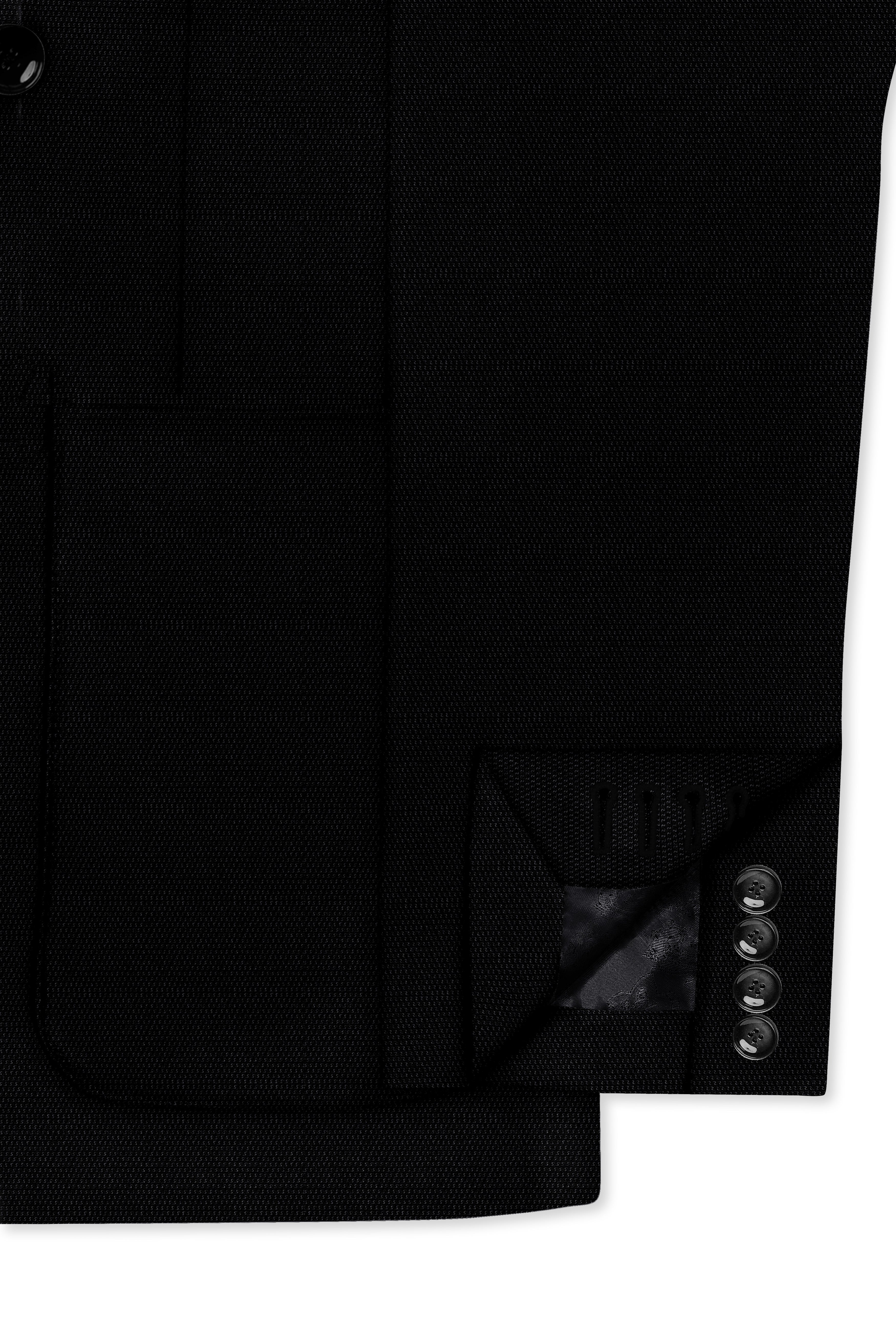 Nerjade-Jade Black Textured Wool Rich Double Breasted Sport Blazer