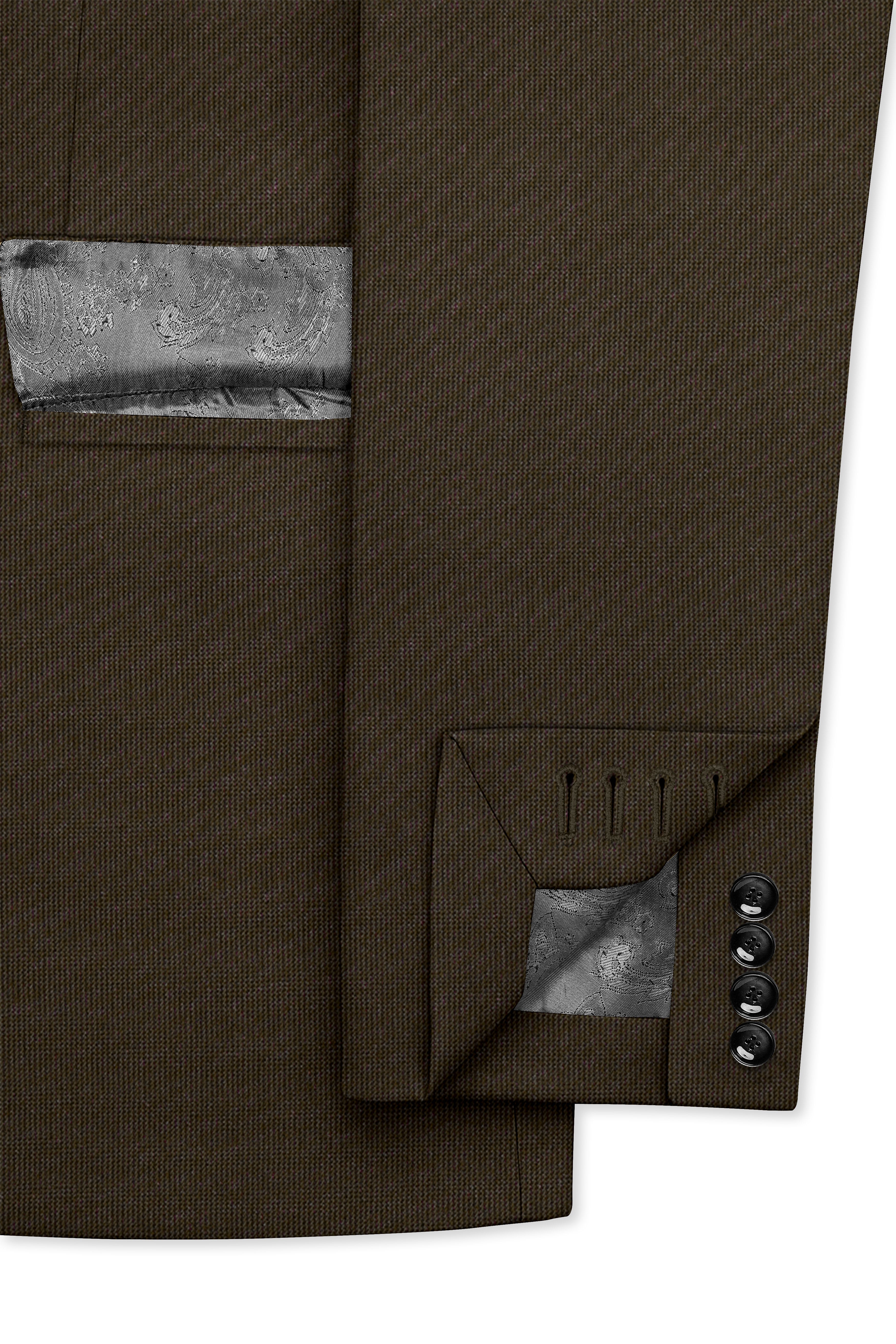 Terravo-Eternity Brown Textured Wool Rich Single Breasted Blazer