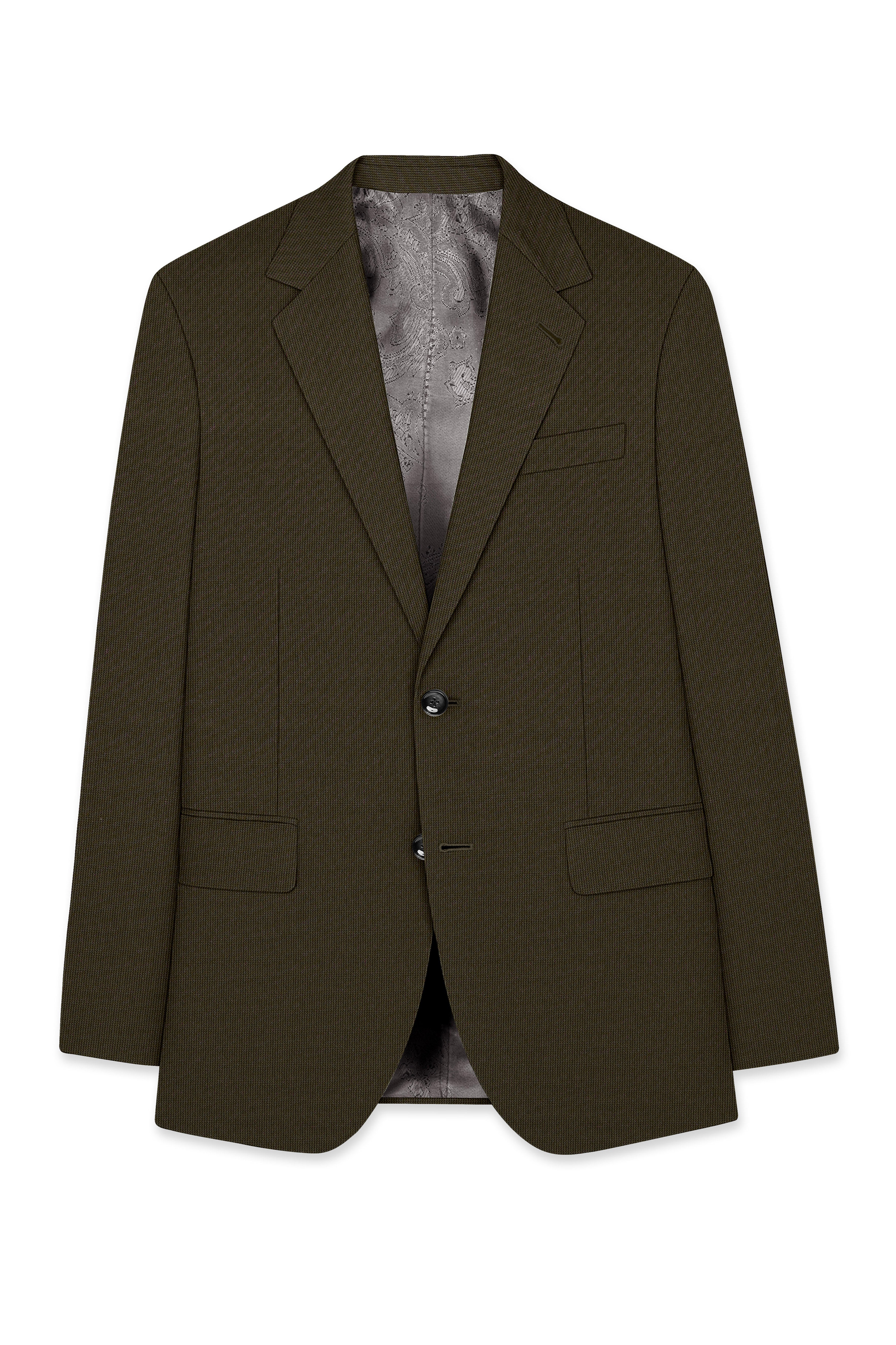 Terravo-Eternity Brown Textured Wool Rich Single Breasted Blazer