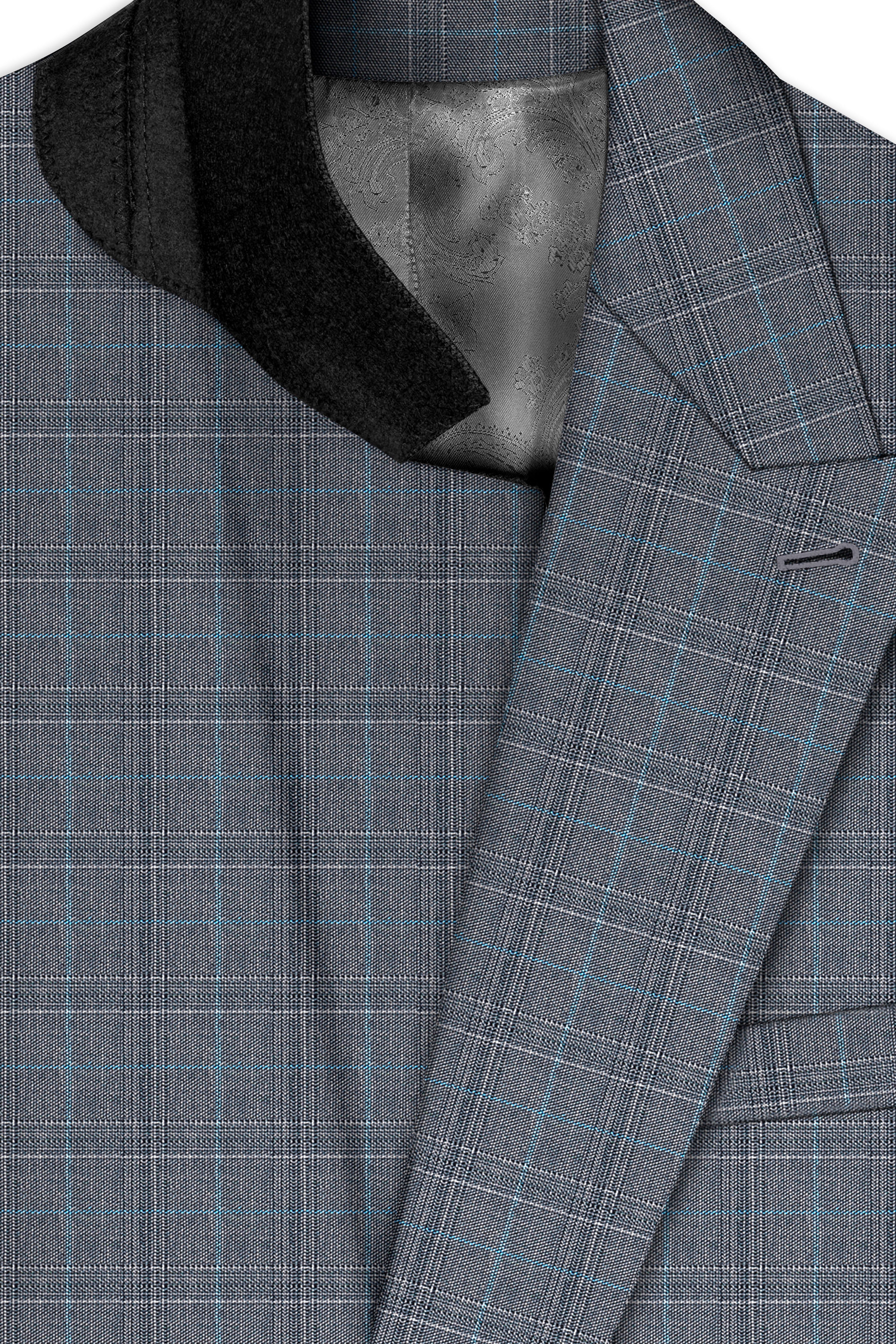 Plaivoro-Scarpa Gray Plaid Cotton Double Breasted Blazer