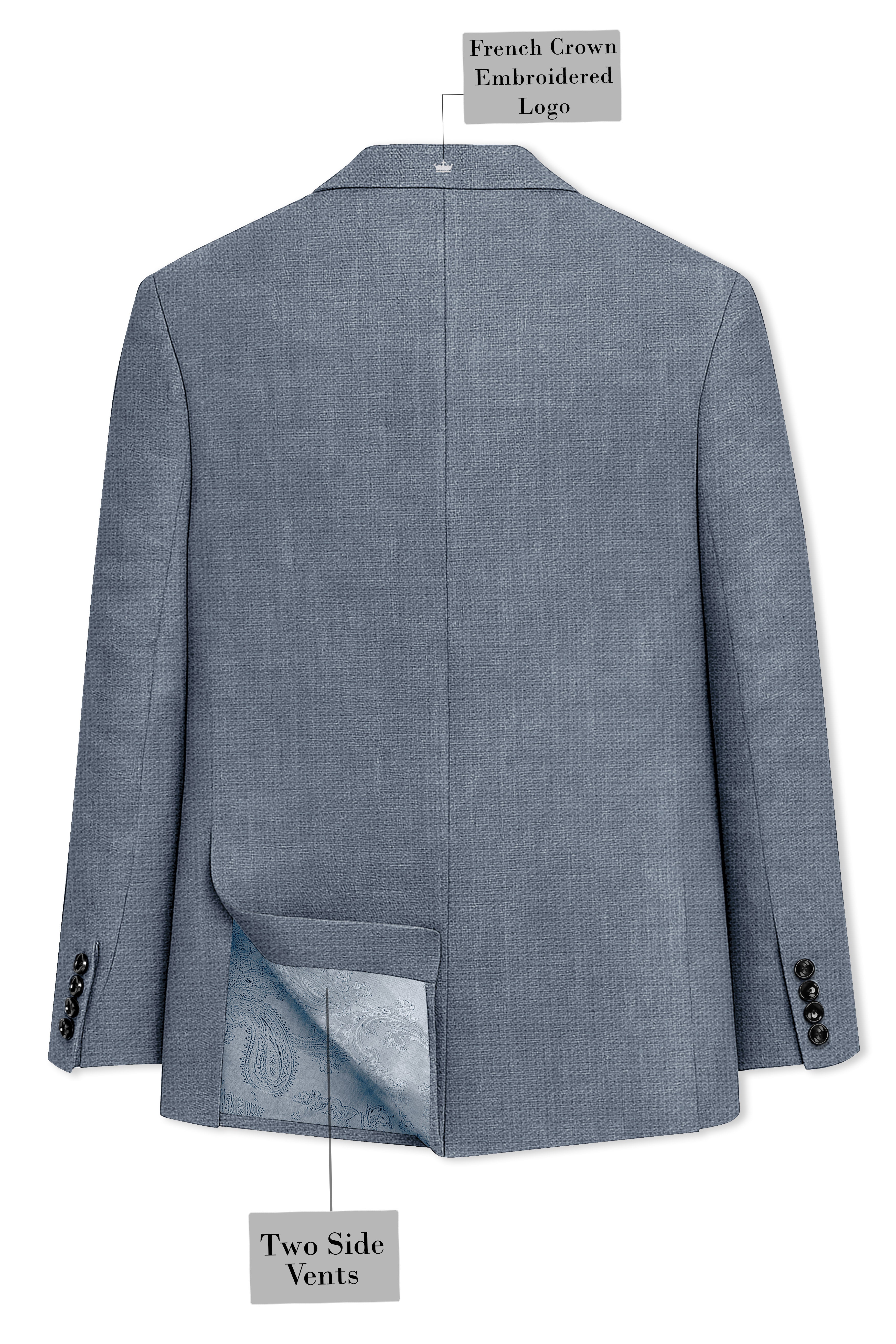 Azurven-Cadet Blue Luxurious Linen Single Breasted Sports Blazer