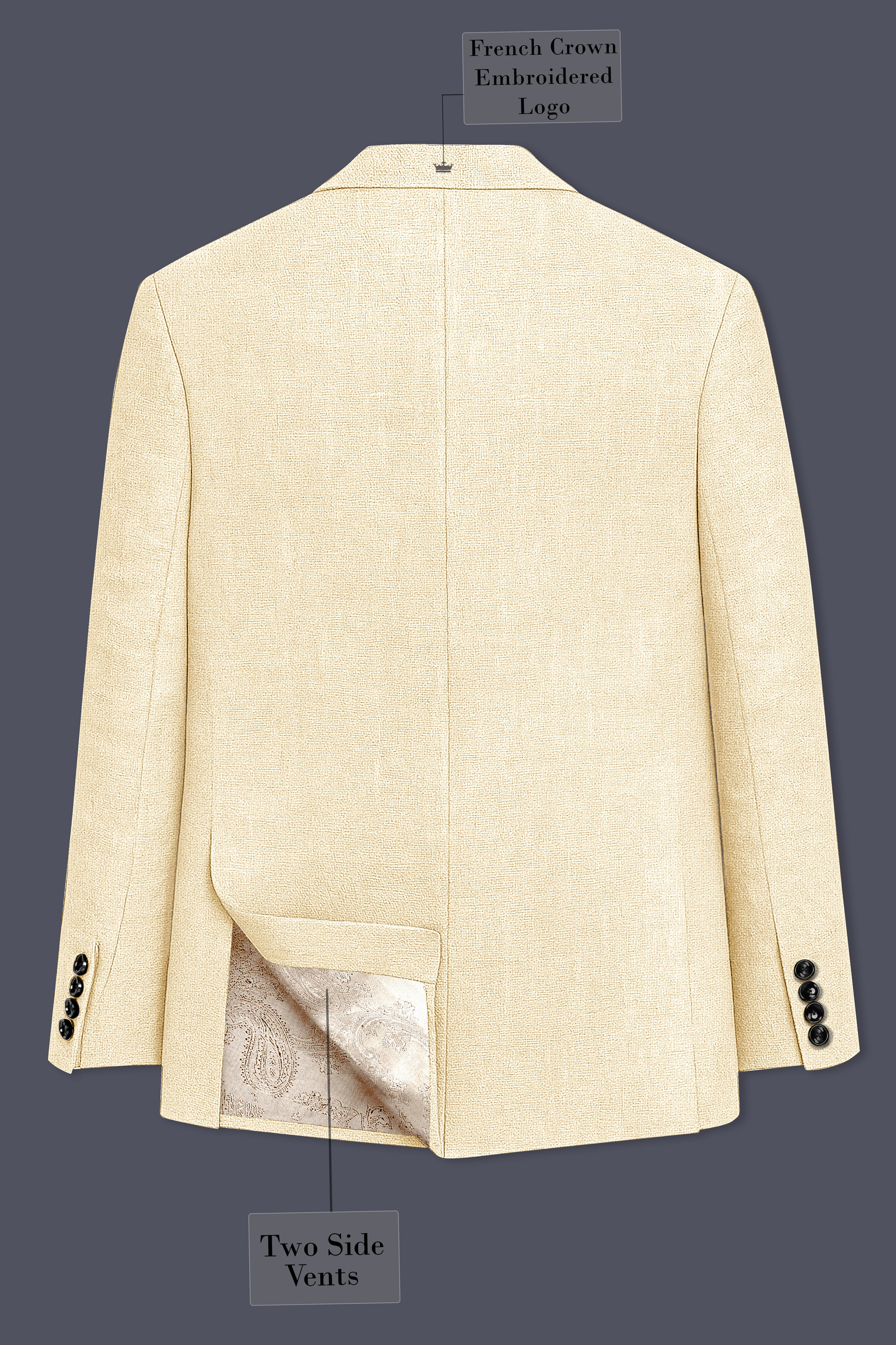 Crevano-Tequila Cream Luxurious Linen Single Breasted Sports Blazer