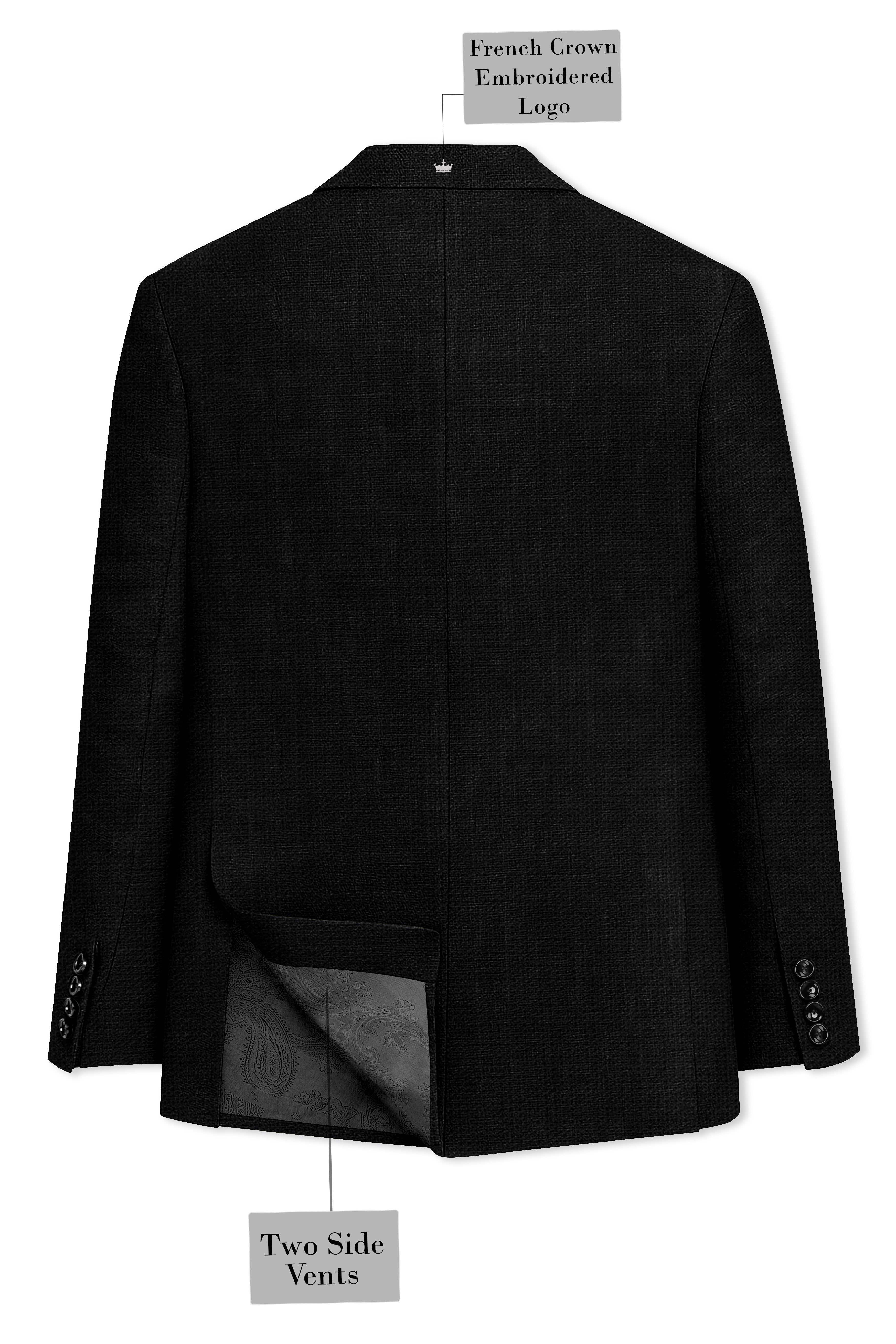 Nerjade-Jade Black Luxurious Linen Single Breasted Sports Blazer