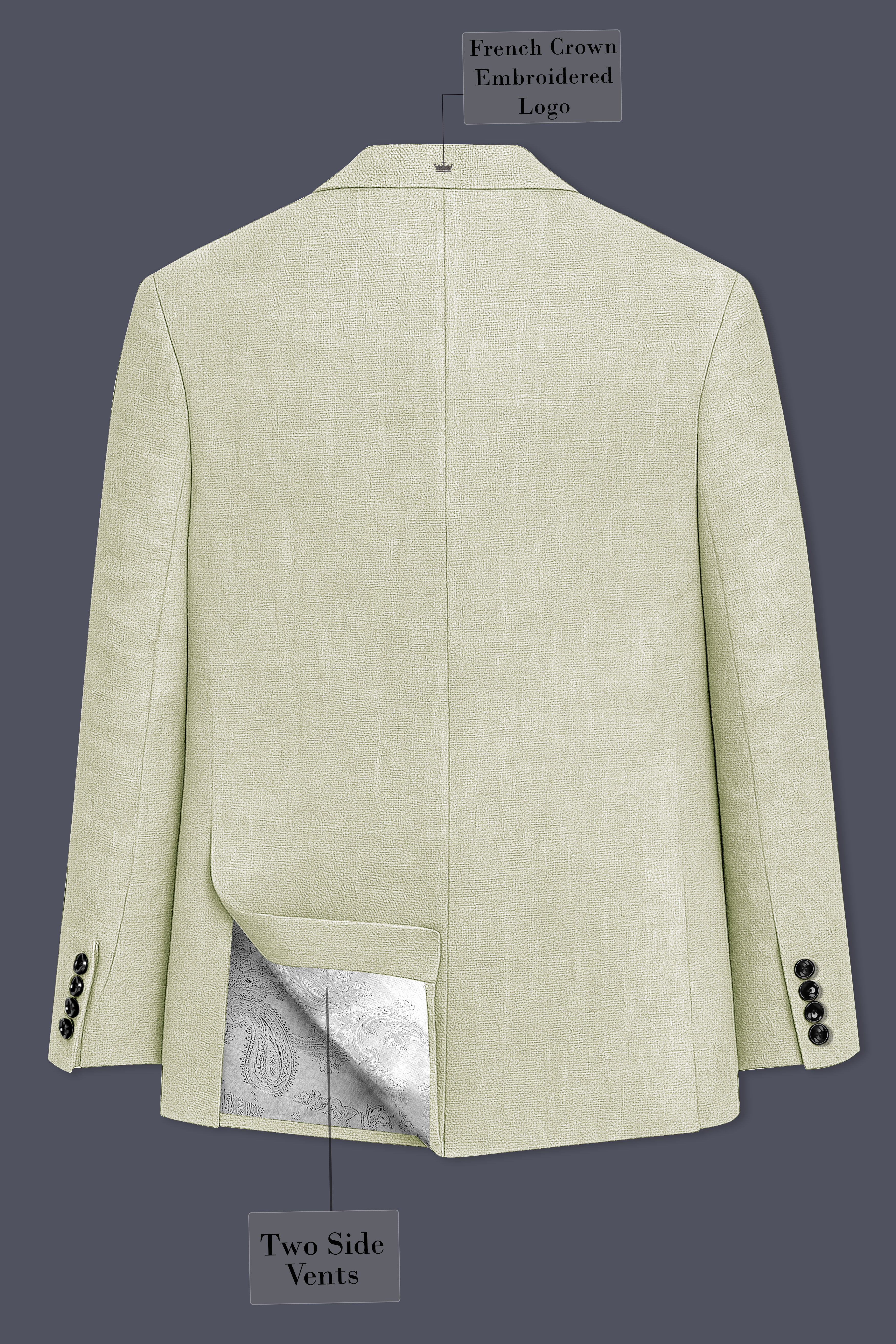 Virenza-Thistle Green Luxurious Linen Single Breasted Sports Blazer