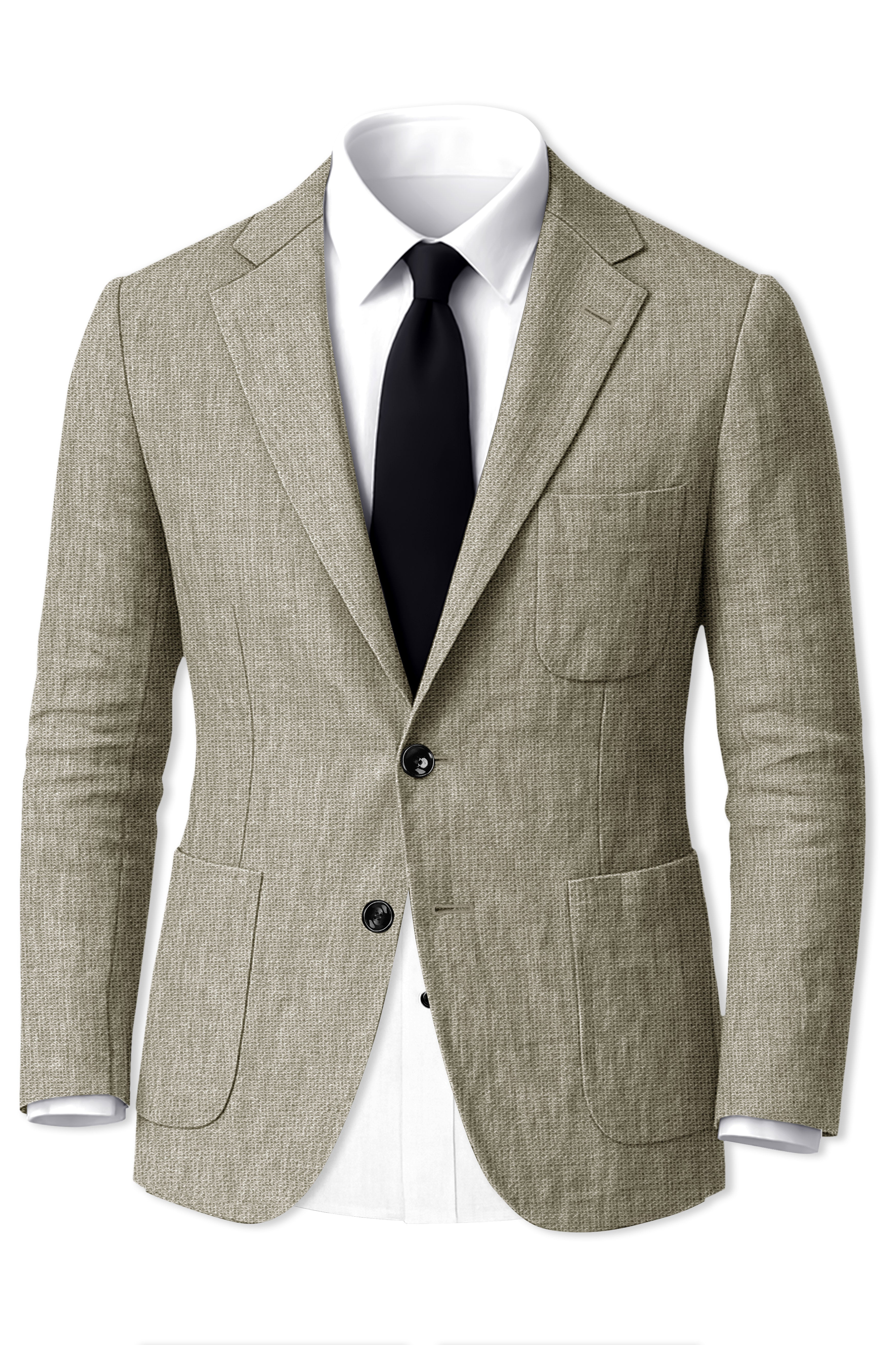 Virenza-Thistle Green Luxurious Linen Single Breasted Sports Blazer