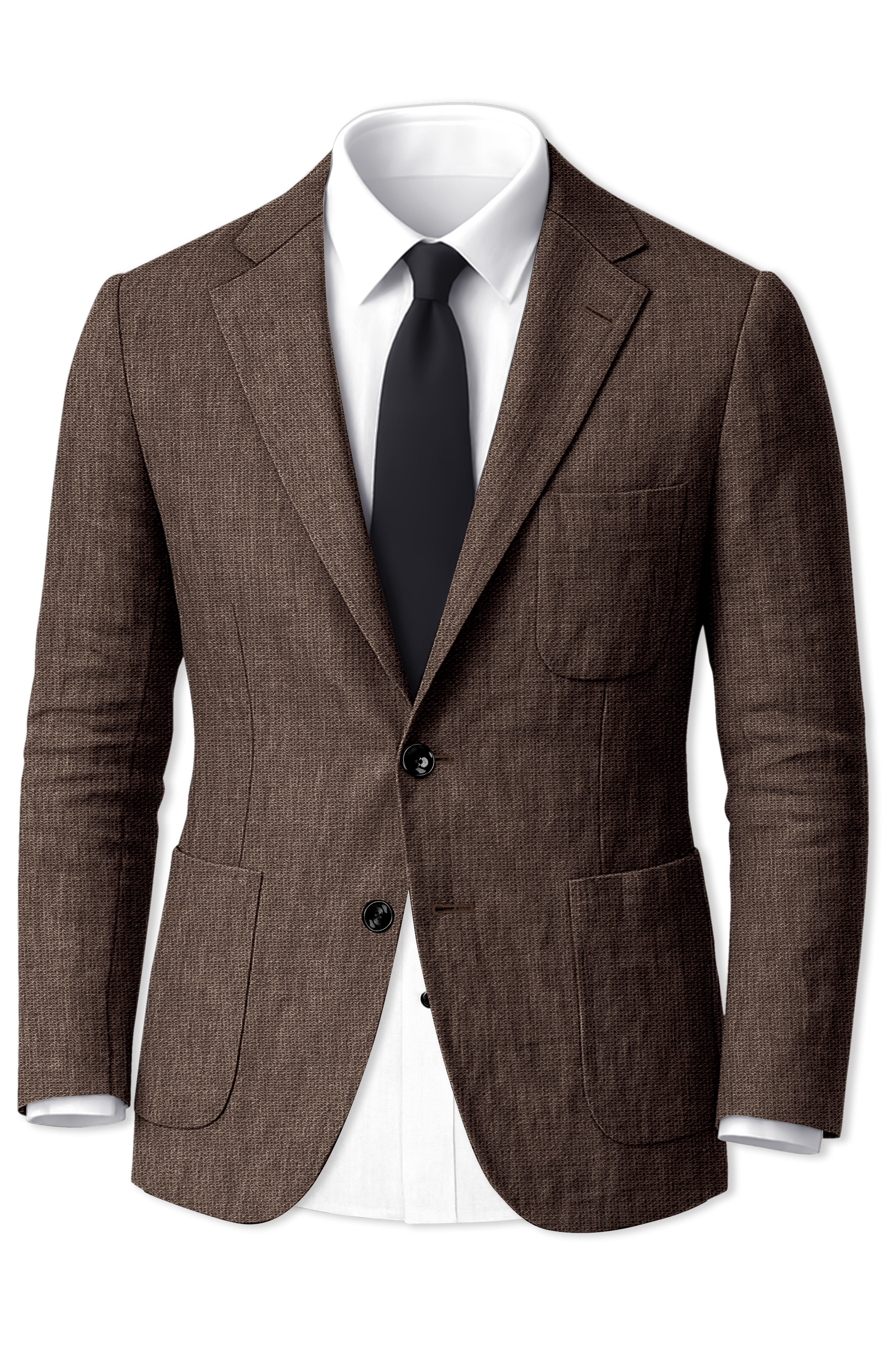 Terravo-Bistre Brown Luxurious Linen Single Breasted Sports Blazer