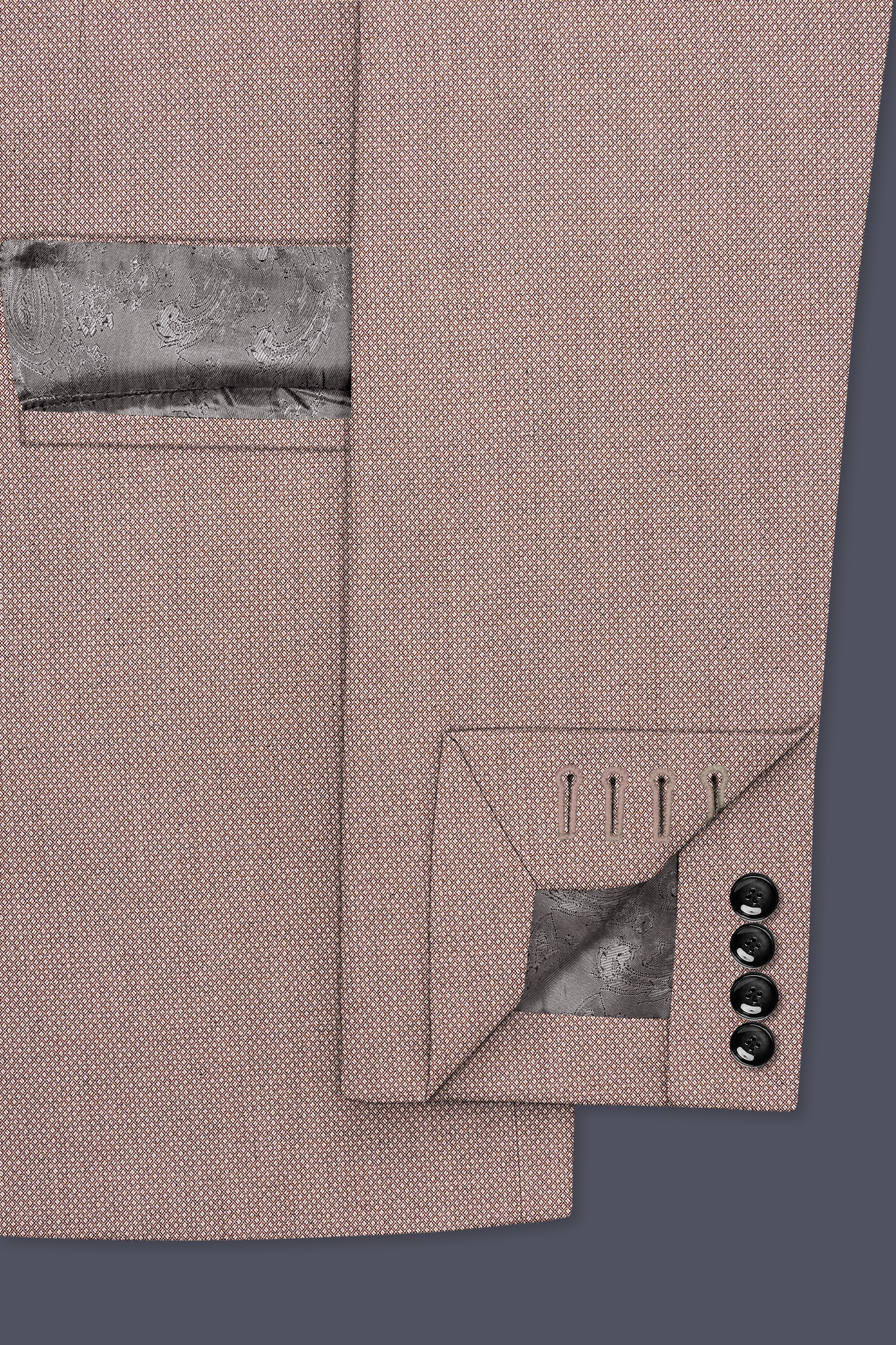 Velbrun-Zorba Brown Textured Wool Rich Single Breasted Blazer