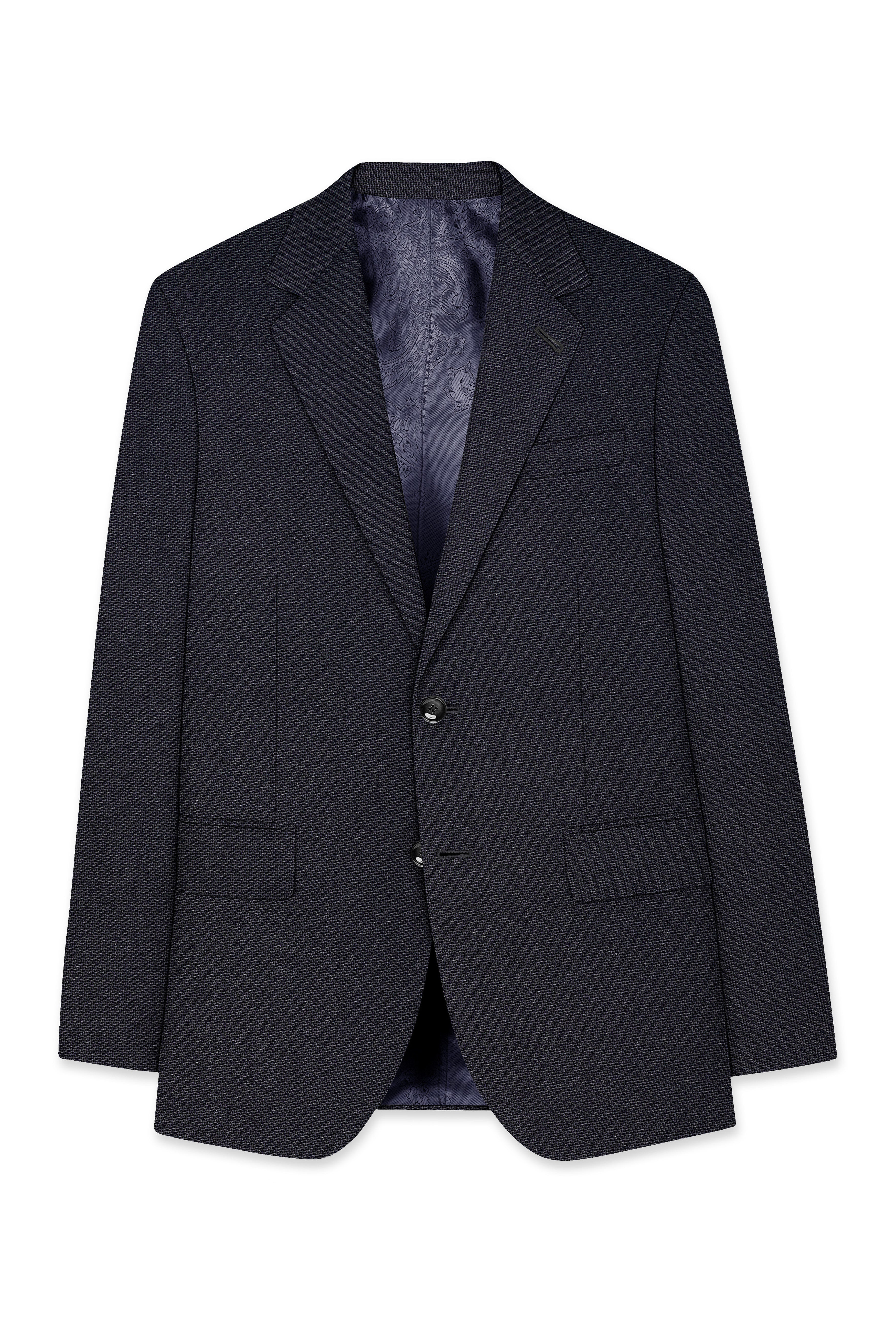Cinerro-Shark Gray Textured Wool Rich Single Breasted Blazer