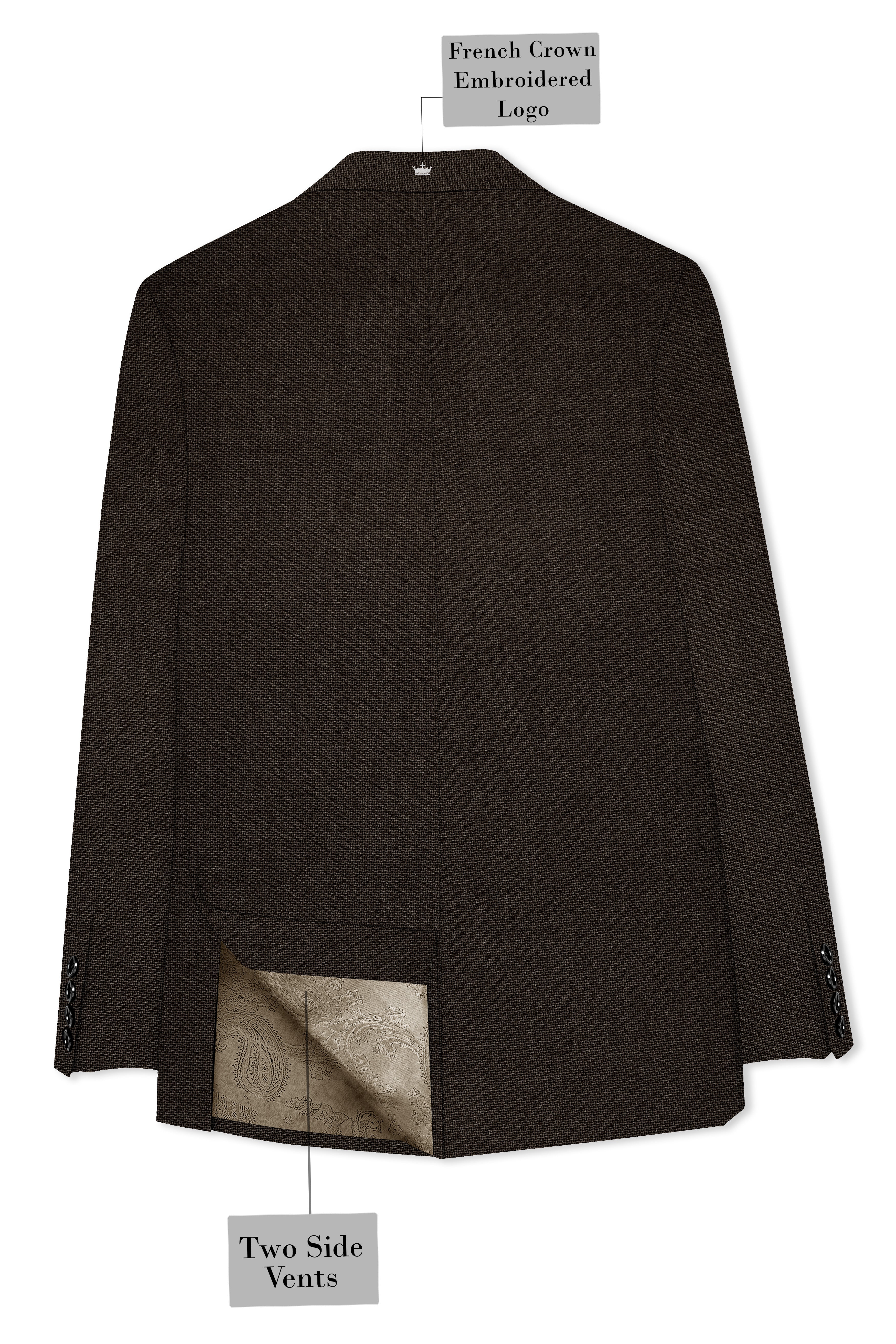 Bistrano-Acadia Brown Textured Wool Rich Single Breasted Blazer