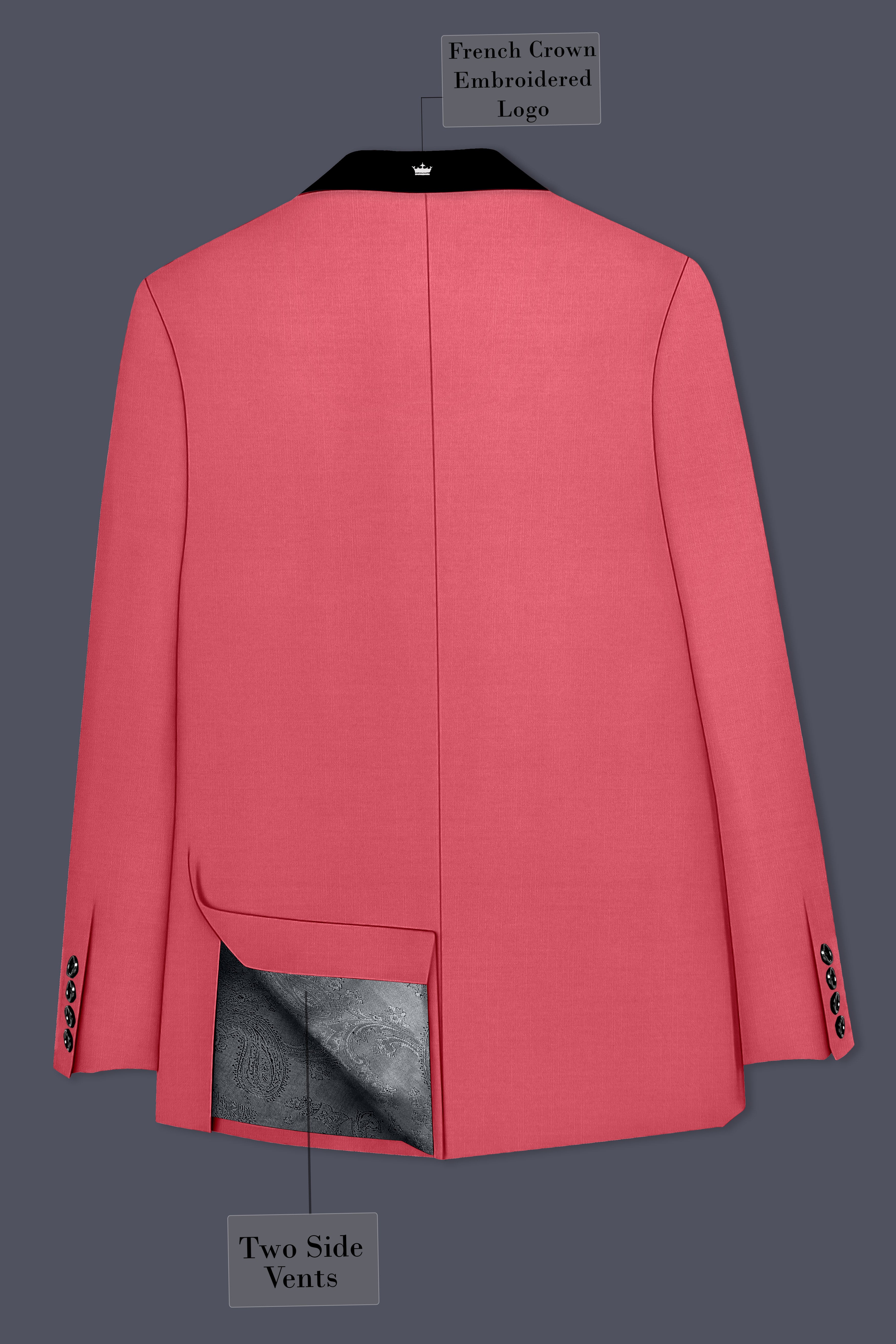 Aurerosa-Roman Pink Wool Rich Tuxedo Slight Stretch Blazer